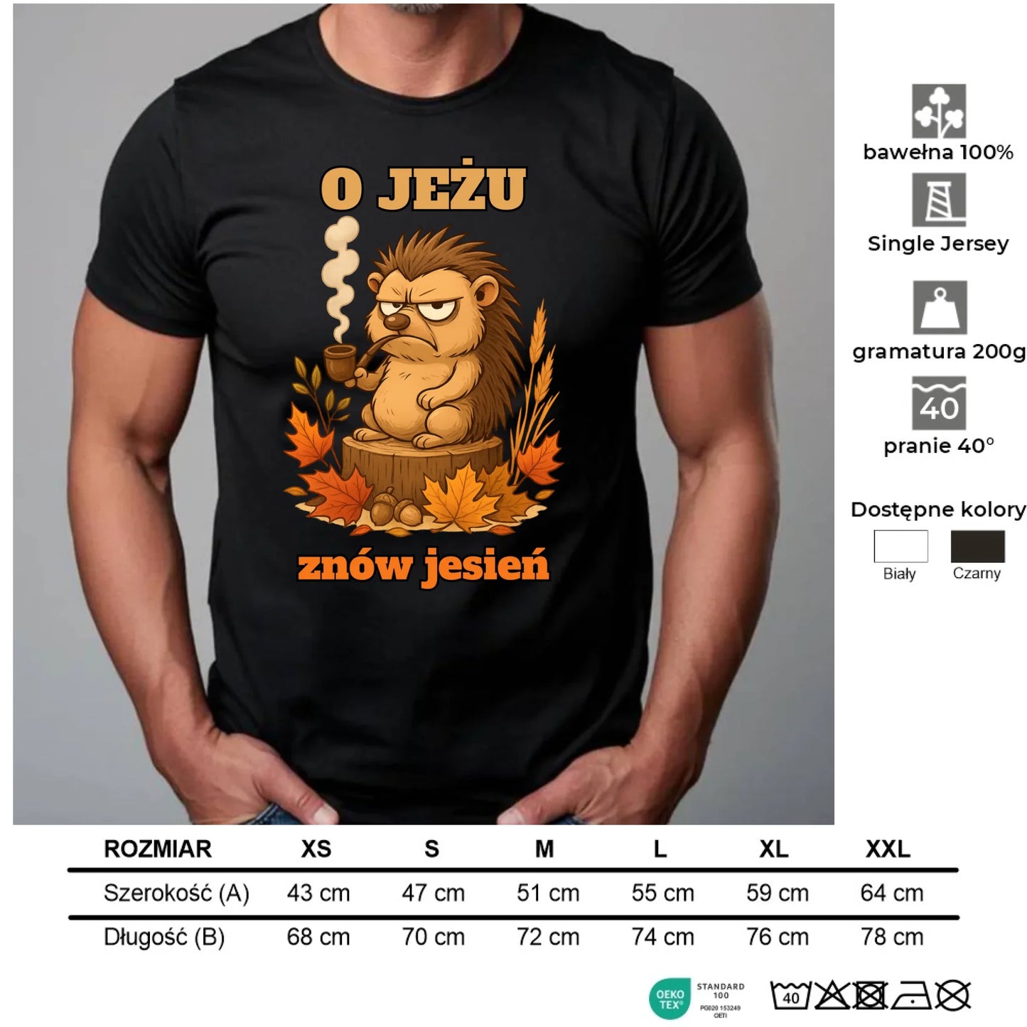 Koszulka męska jesienna - O jeżu znów jesień JS20 - StoryCups.pl