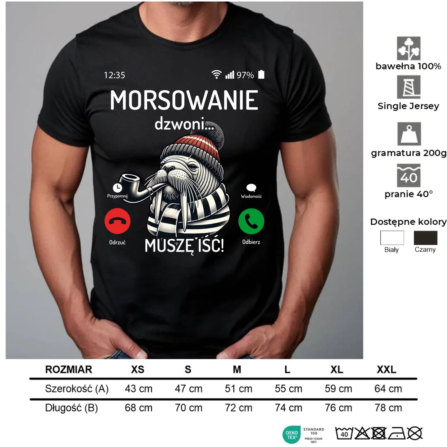 Koszulka męska - prezent dla morsa - Morsowanie dzwoni muszę iść - Mors HM19 - StoryCups.pl