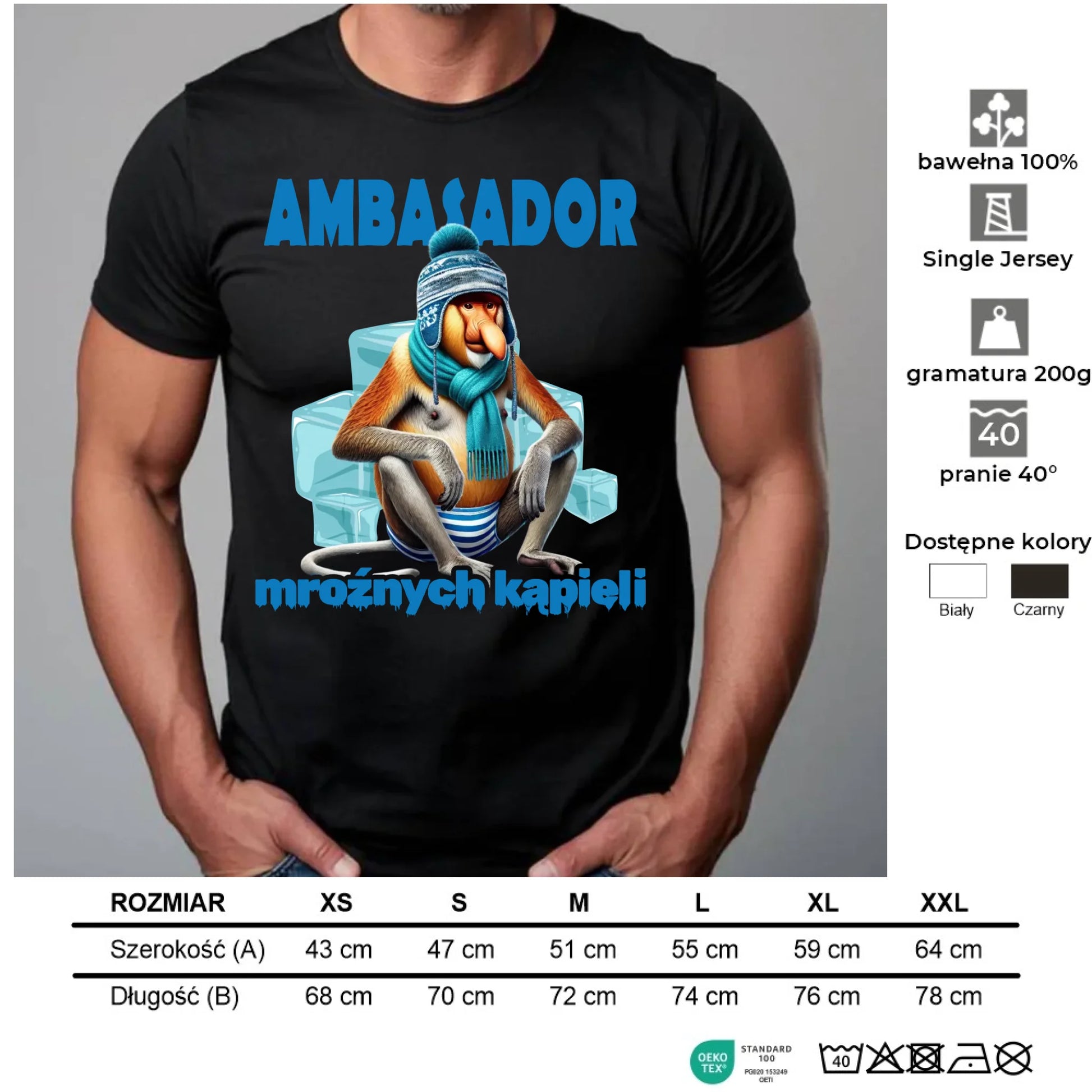 Koszulka męska - prezent dla morsa - Janusz Nosacz Mors - Ambasador mroźnych kąpieli HM03 - StoryCups.pl