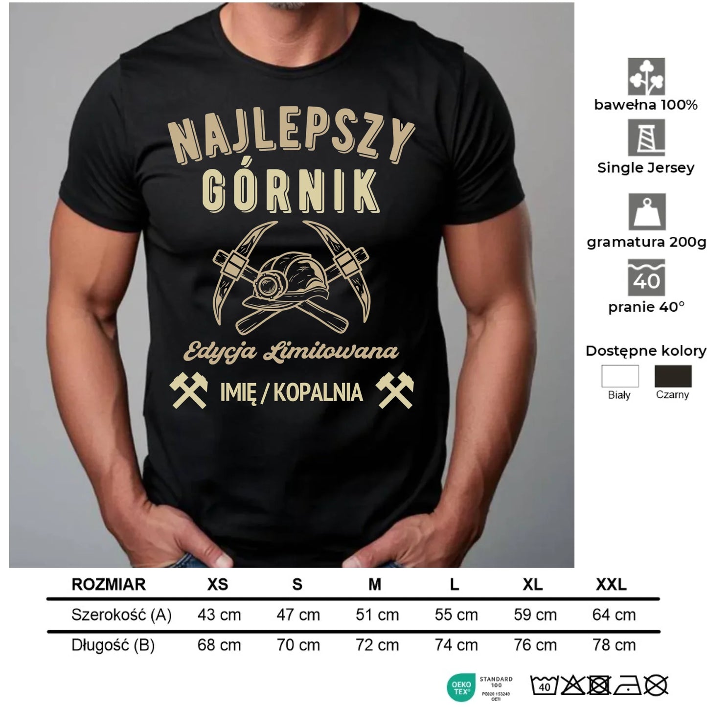 Koszulka męska - prezent dla górnika - Najlepszy górnik - personalizowana G27 - StoryCups.pl