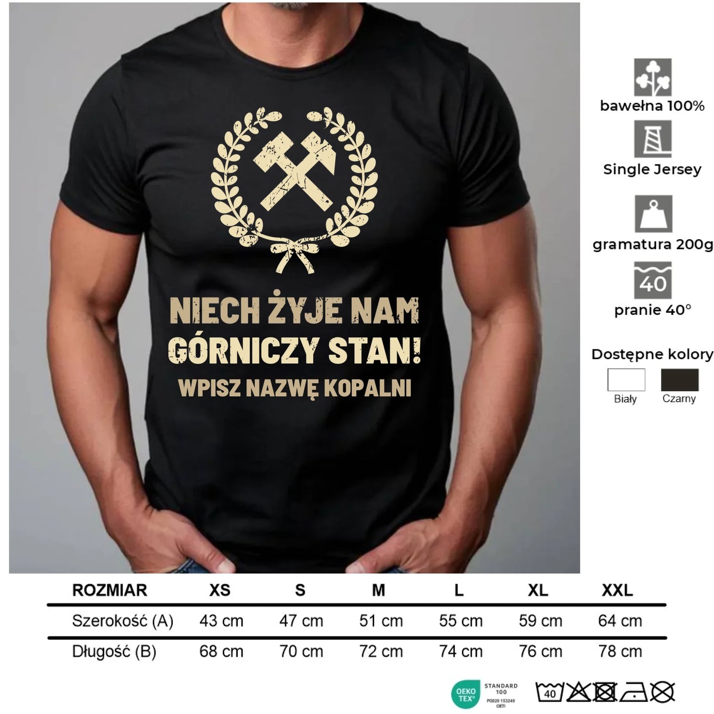 Koszulka męska - prezent dla górnika - Niech żyje nam górniczy stan - personalizowana G24 - StoryCups.pl