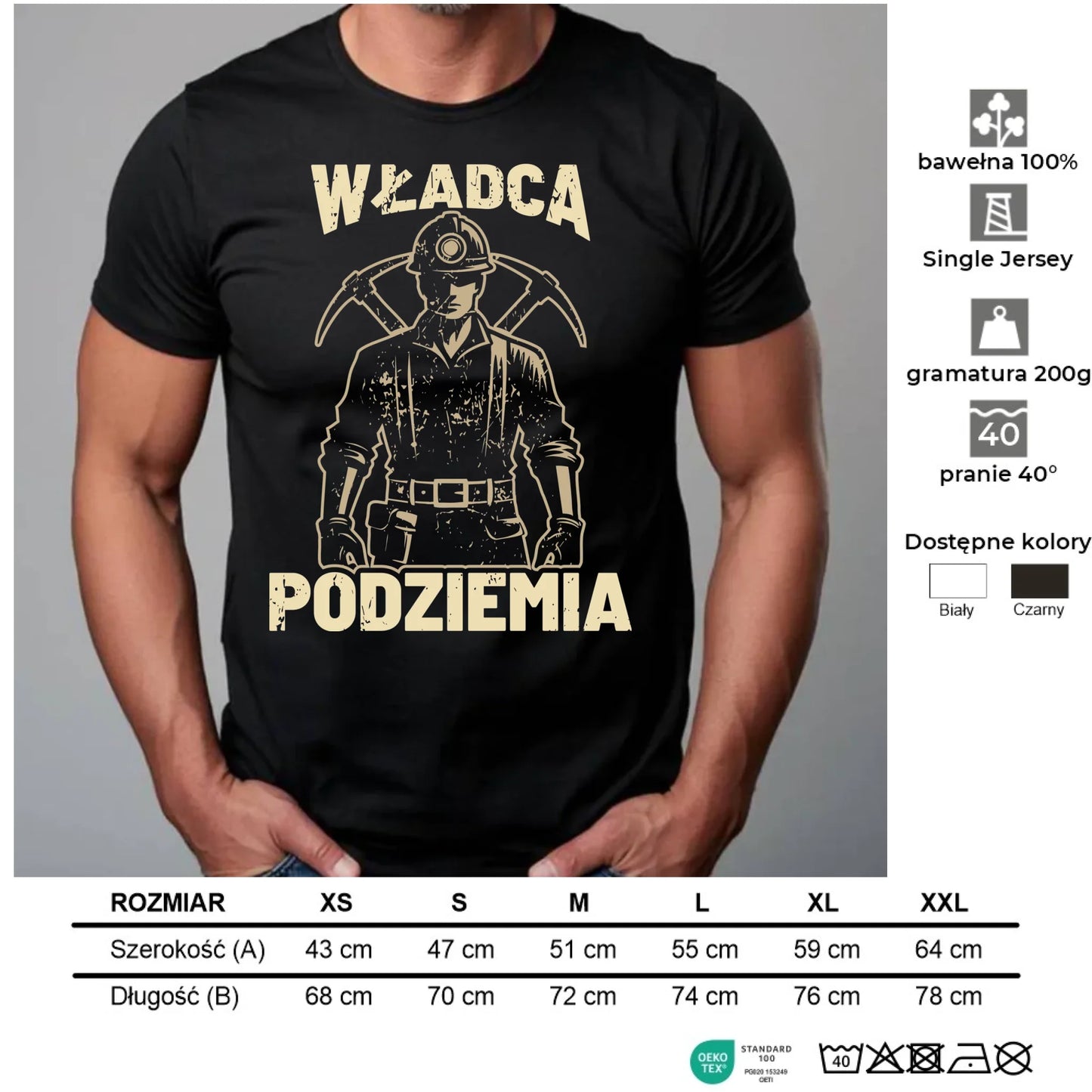 Koszulka męska - prezent dla górnika - Władca podziemia G25 - StoryCups.pl