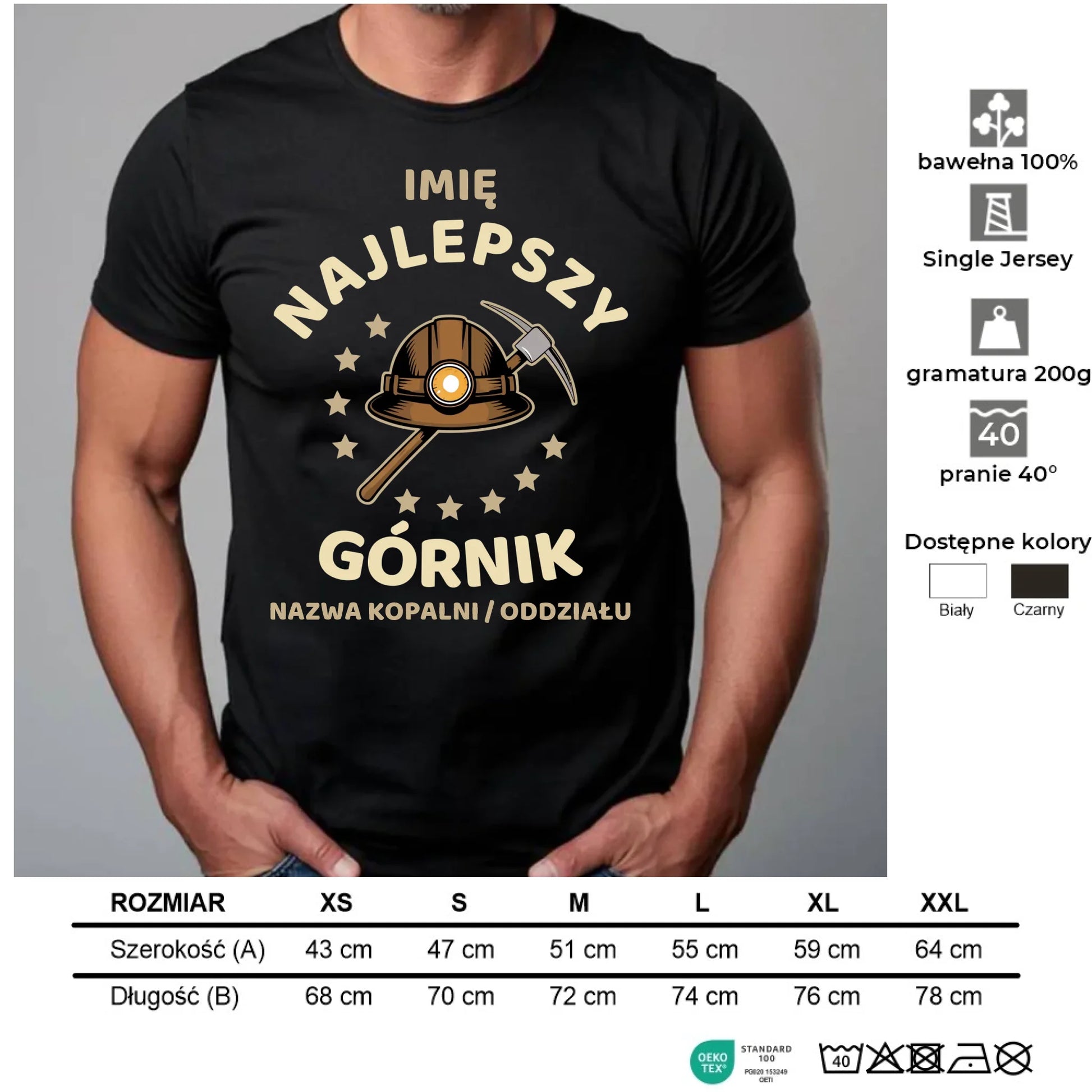 Koszulka męska - prezent dla górnika - Najlepszy górnik - personalizowana G23 - StoryCups.pl