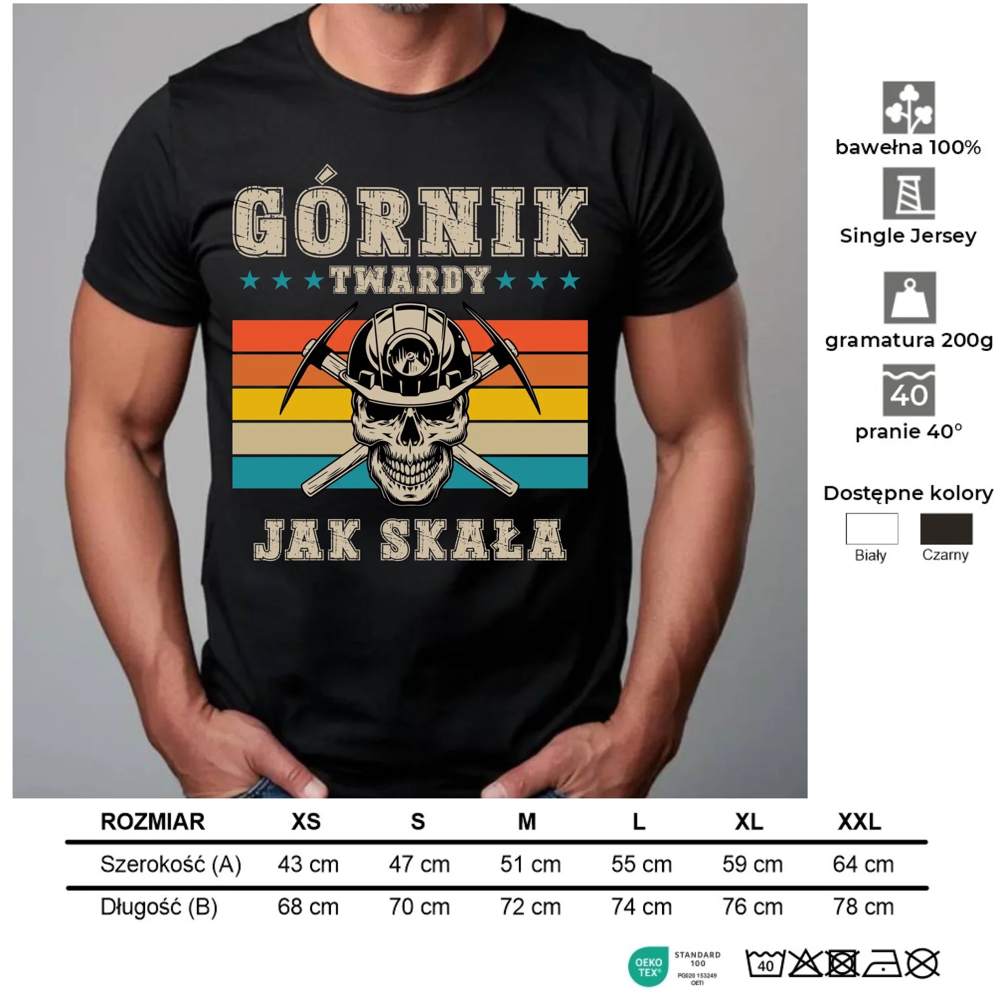 Koszulka męska - prezent dla górnika - Górnik twardy jak skała G21 - StoryCups.pl