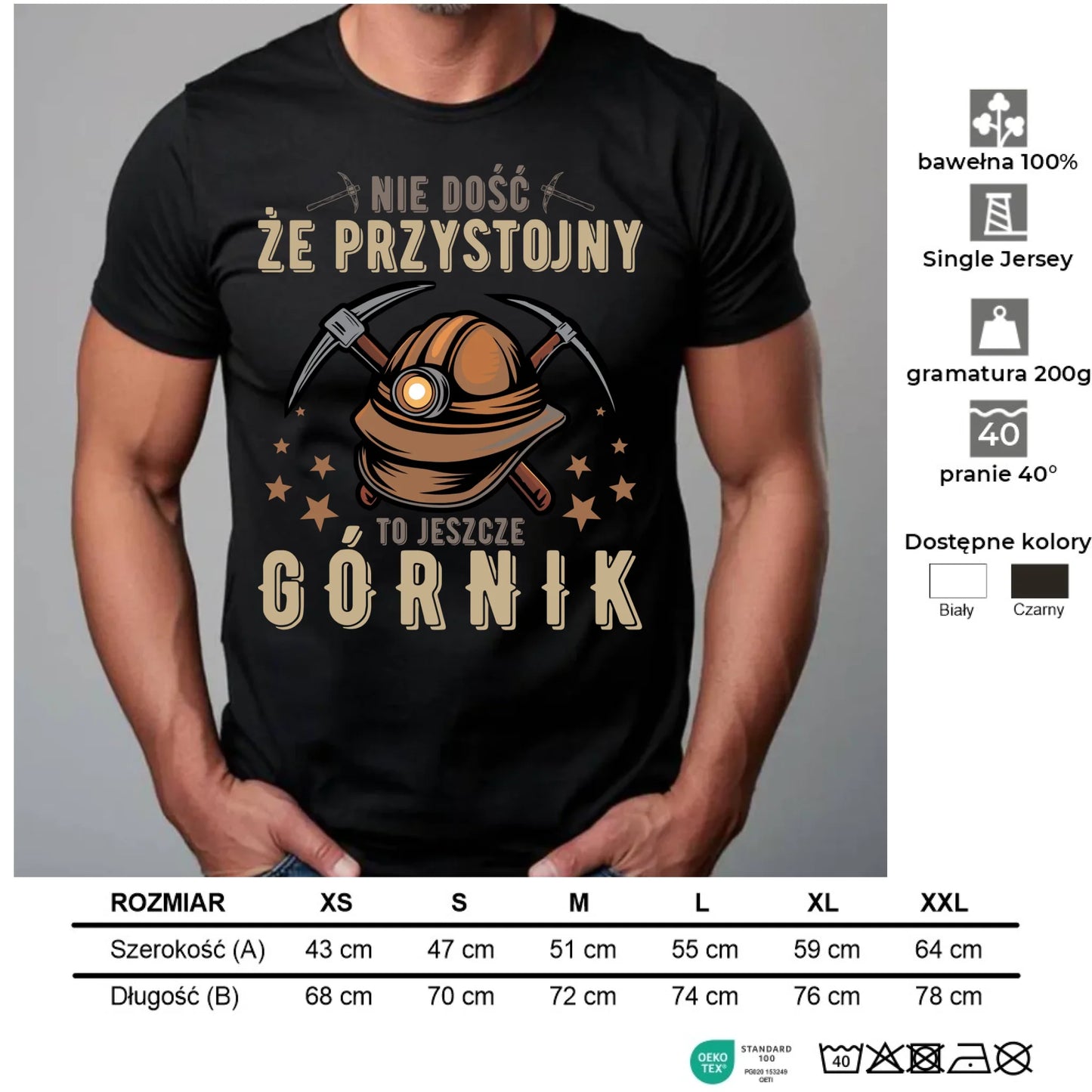 Koszulka męska - prezent dla górnika - Nie dość, że przystojny to jeszcze górnik G16 - StoryCups.pl