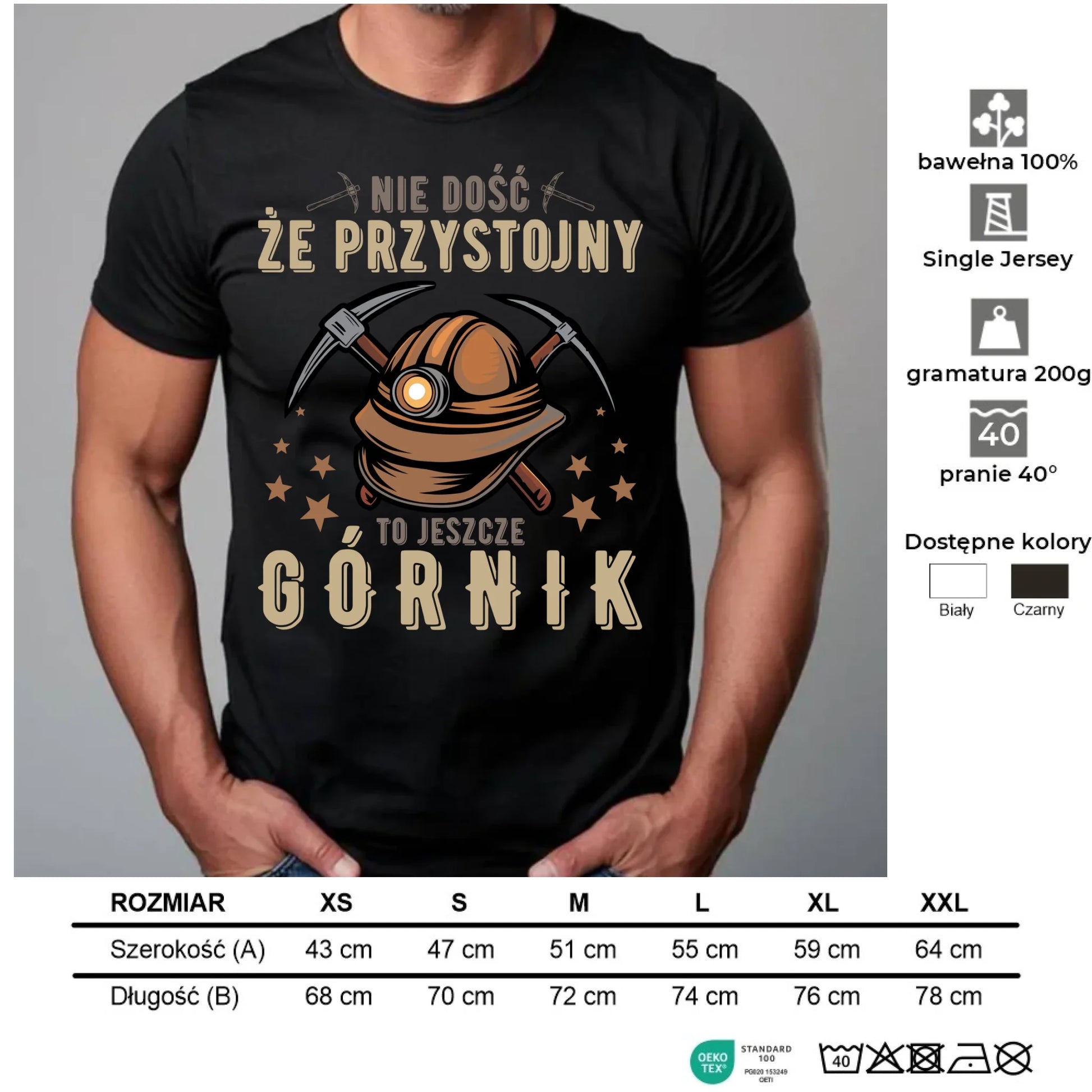 Koszulka męska - prezent dla górnika - Nie dość, że przystojny to jeszcze górnik G16 - StoryCups.pl