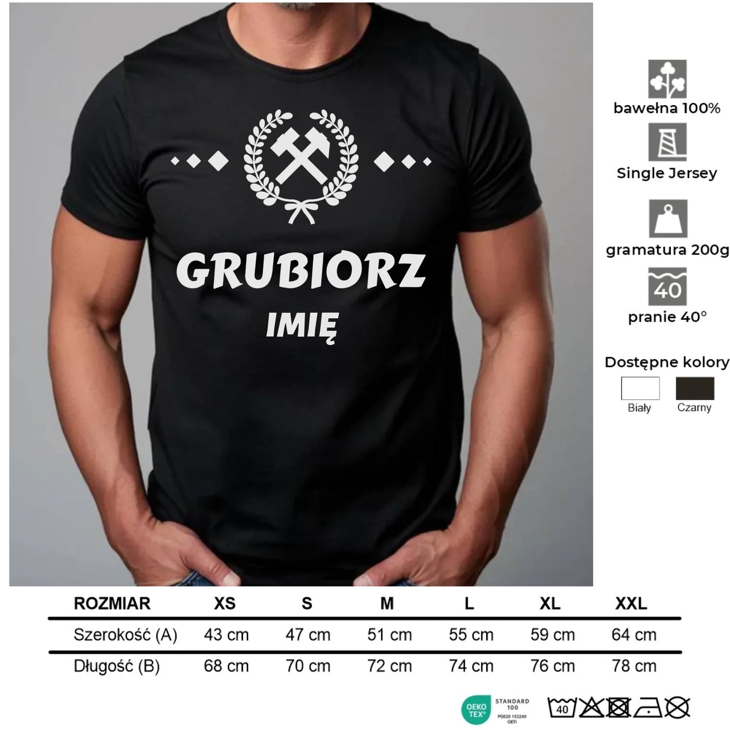 Koszulka męska - prezent dla górnika - Grubiorz - personalizowana G03 - StoryCups.pl