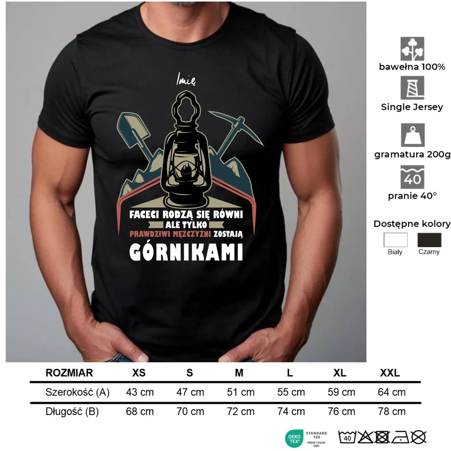 Koszulka męska - prezent dla górnika - Prawdziwi mężczyźni zostają górnikami - personalizowana G08 - StoryCups.pl