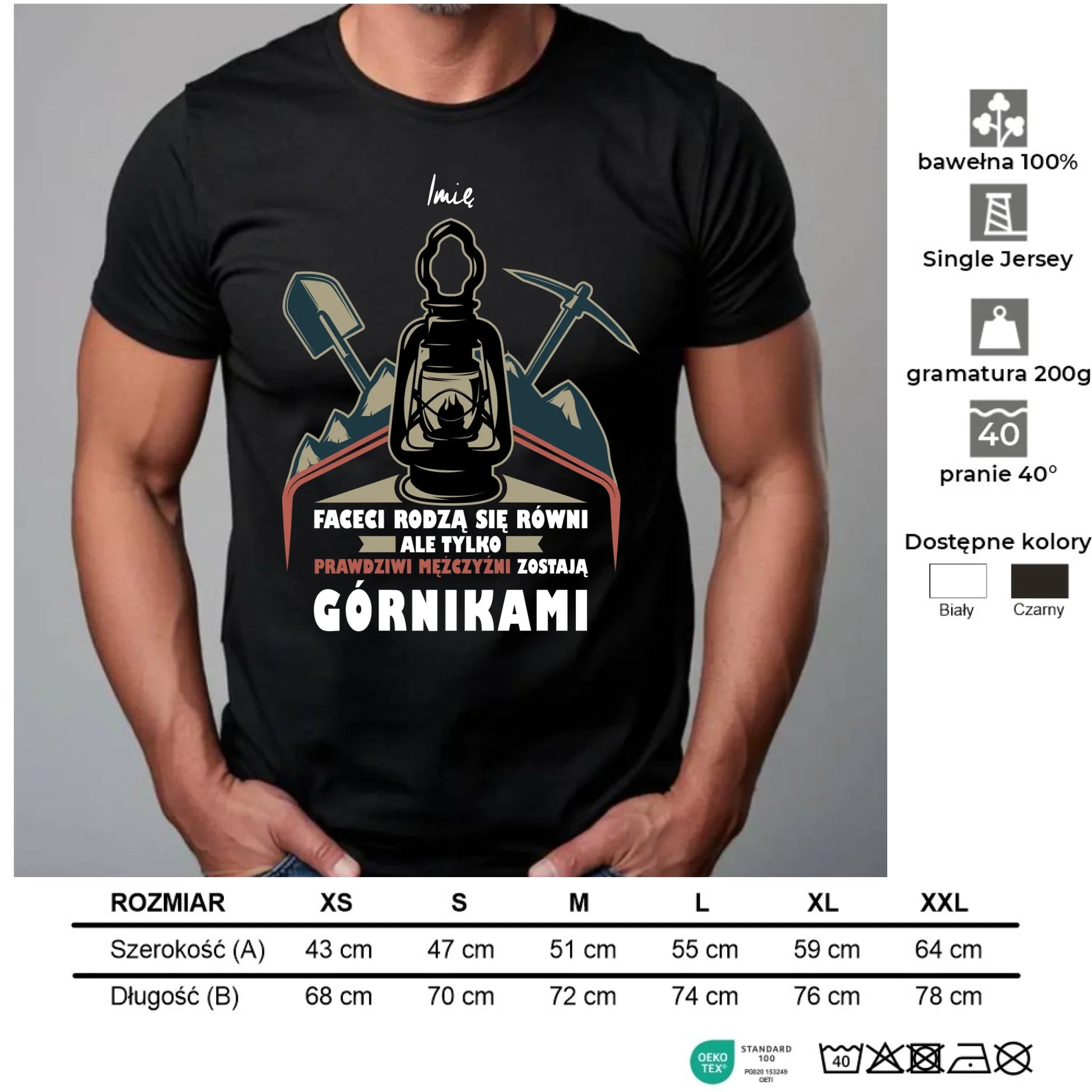 Koszulka męska - prezent dla górnika - Prawdziwi mężczyźni zostają górnikami - personalizowana G08 - StoryCups.pl