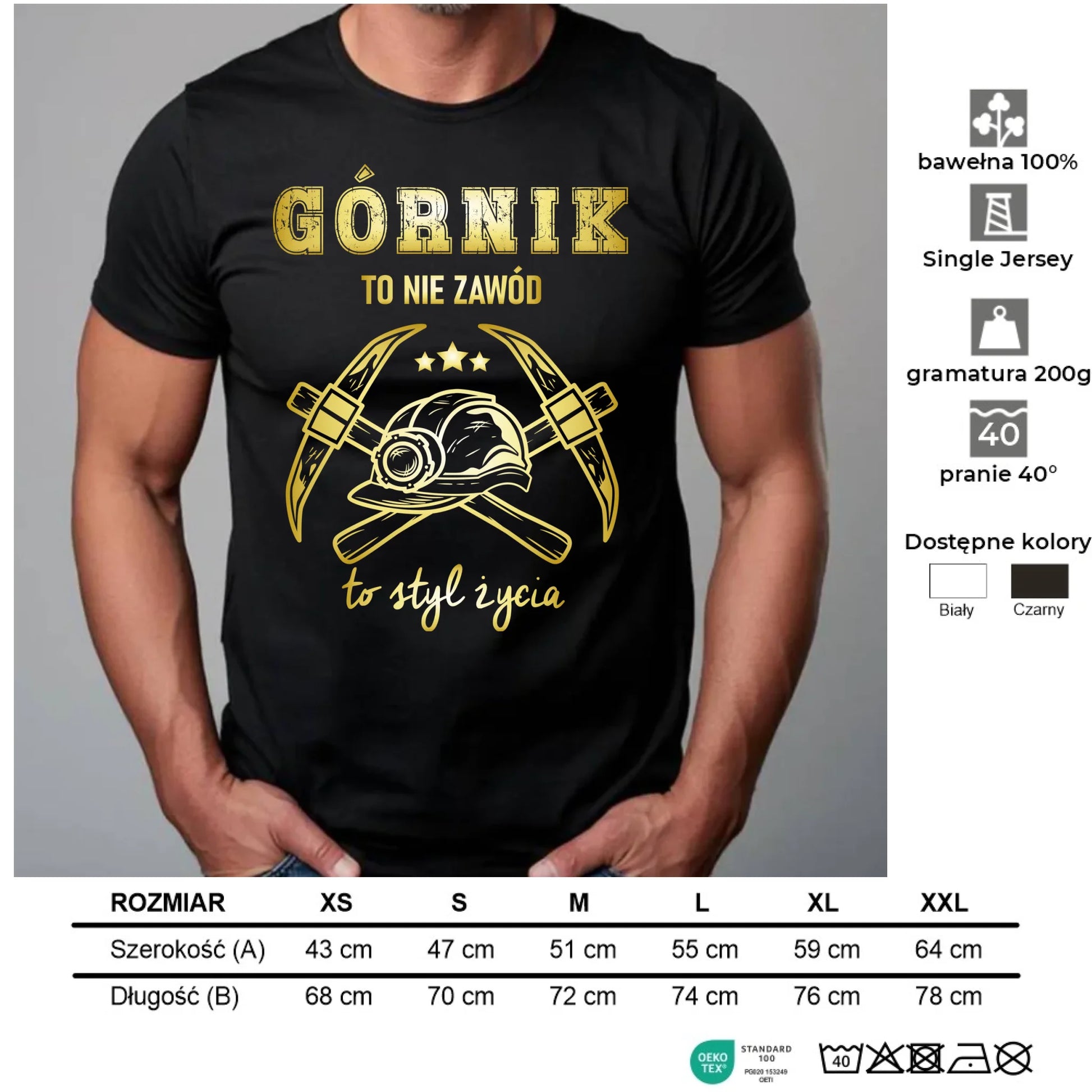 Koszulka męska - prezent dla górnika - Górnik to nie zawód to styl życia G05 - StoryCups.pl