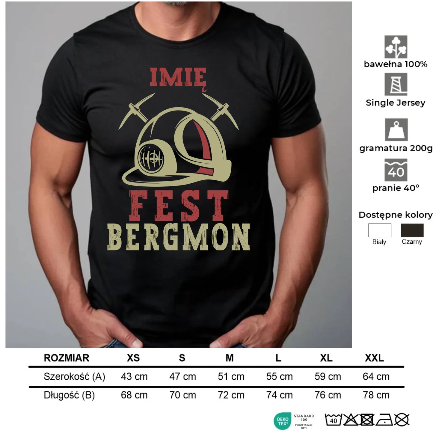 Koszulka męska - prezent dla górnika - Fest bergmon - personalizowana G07 - StoryCups.pl