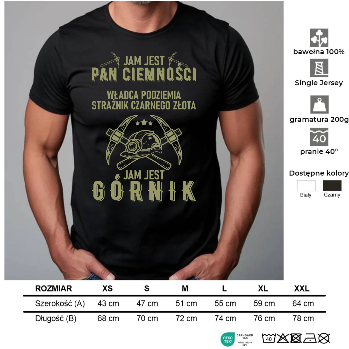 Koszulka męska - prezent dla górnika - Pan ciemności jam jest górnik G04 - StoryCups.pl