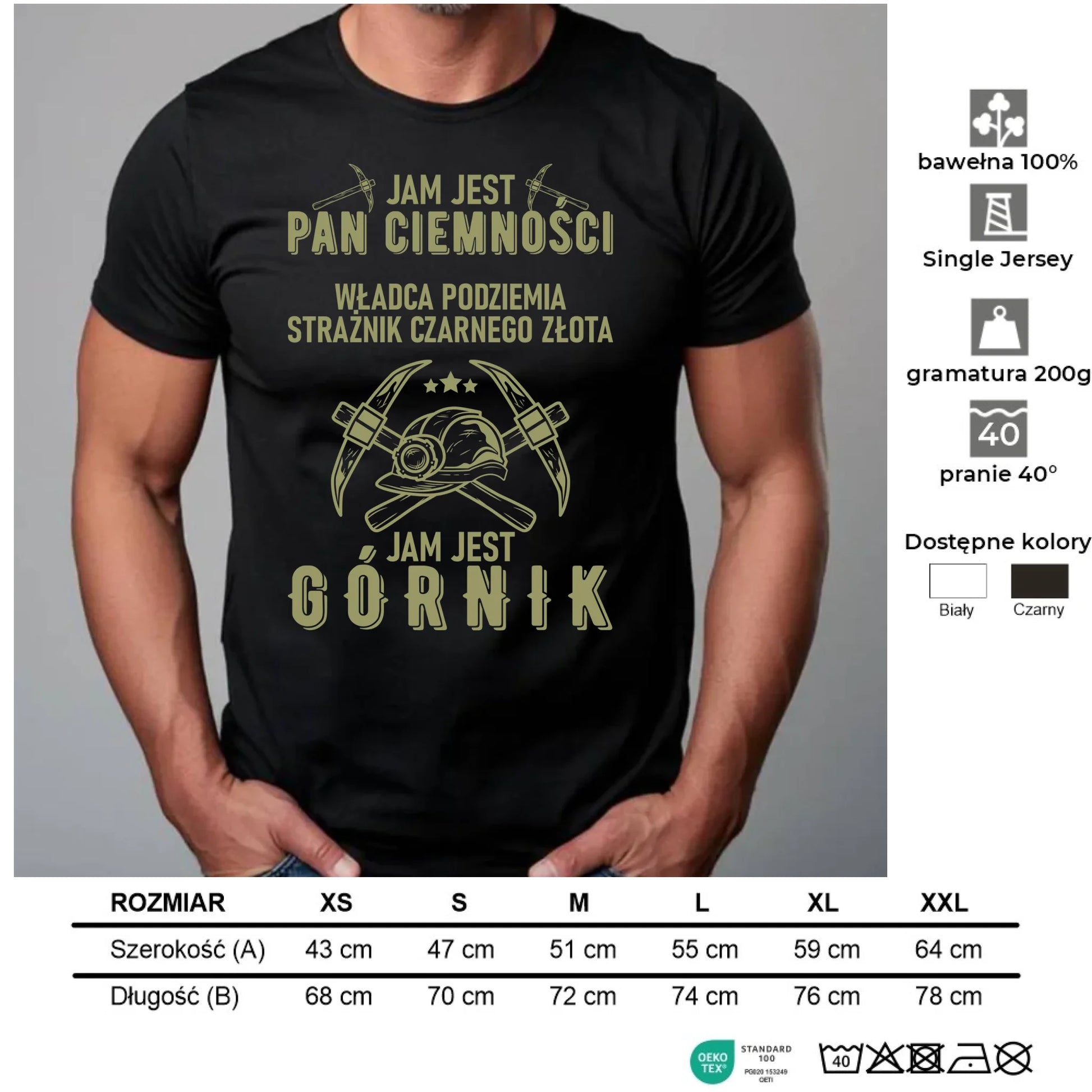 Koszulka męska - prezent dla górnika - Pan ciemności jam jest górnik G04 - StoryCups.pl