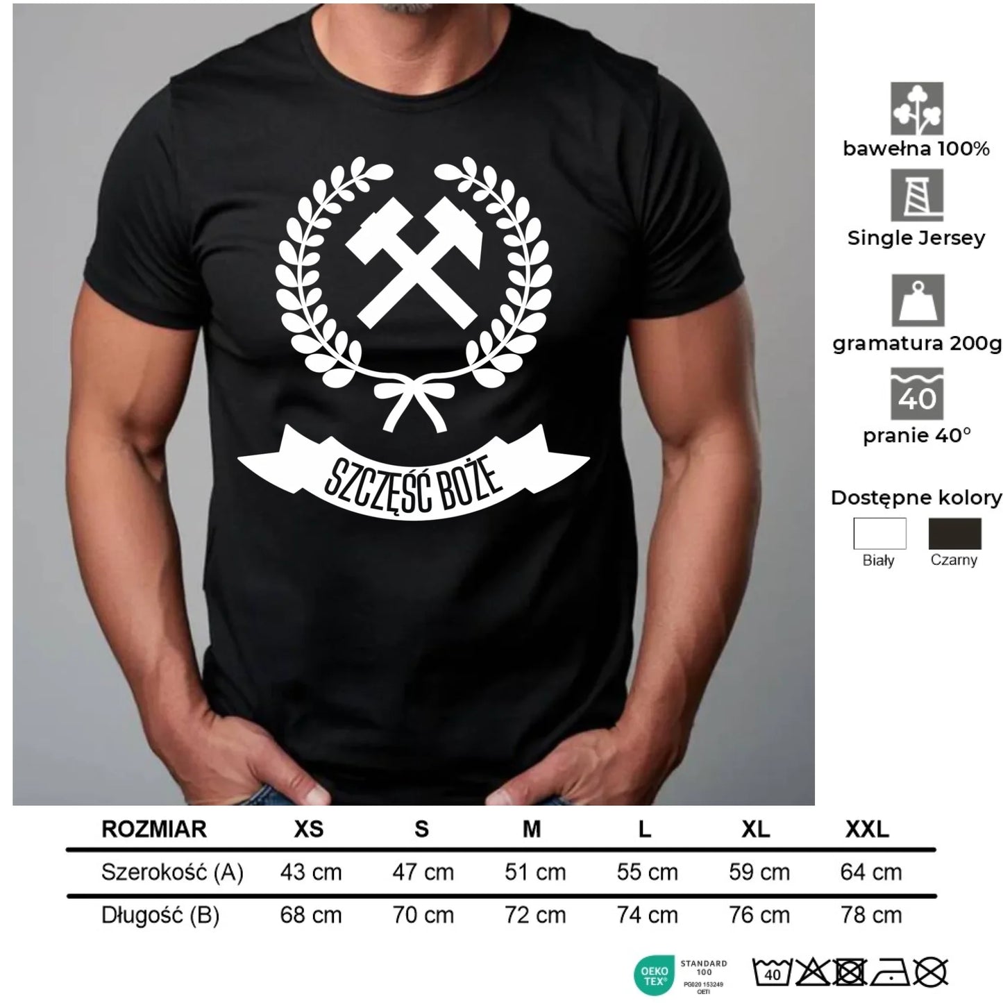 Koszulka męska - prezent dla górnika - Szczęść Boże G02 - StoryCups.pl