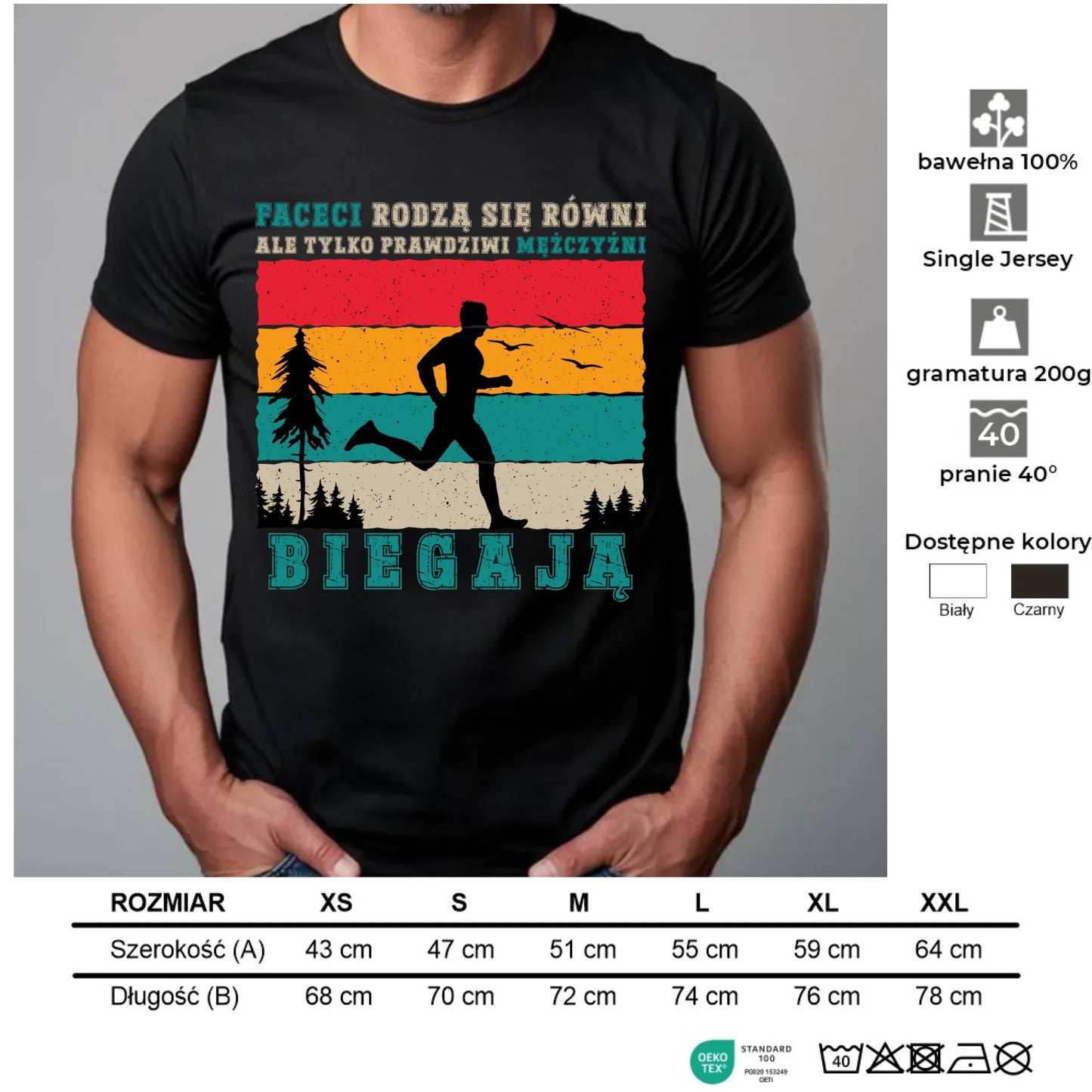 Koszulka męska dla biegacza - Prawdziwi mężczyźni biegają HB02 - StoryCups.pl