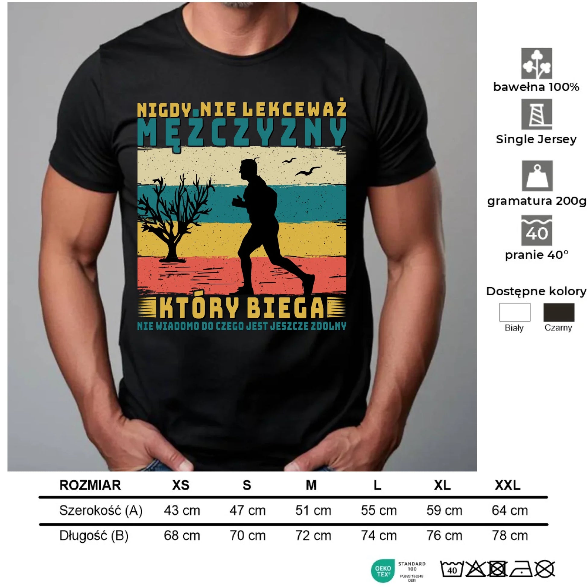 Koszulka męska dla biegacza - Nigdy nie lekceważ HB03 - StoryCups.pl