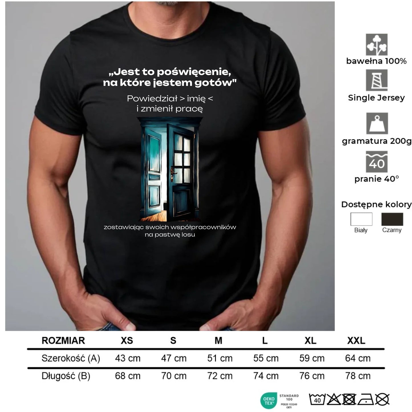 Koszulka męska na odejście z pracy - Poświęcenie, na które jestem gotów - personalizowana OP02 - StoryCups.pl