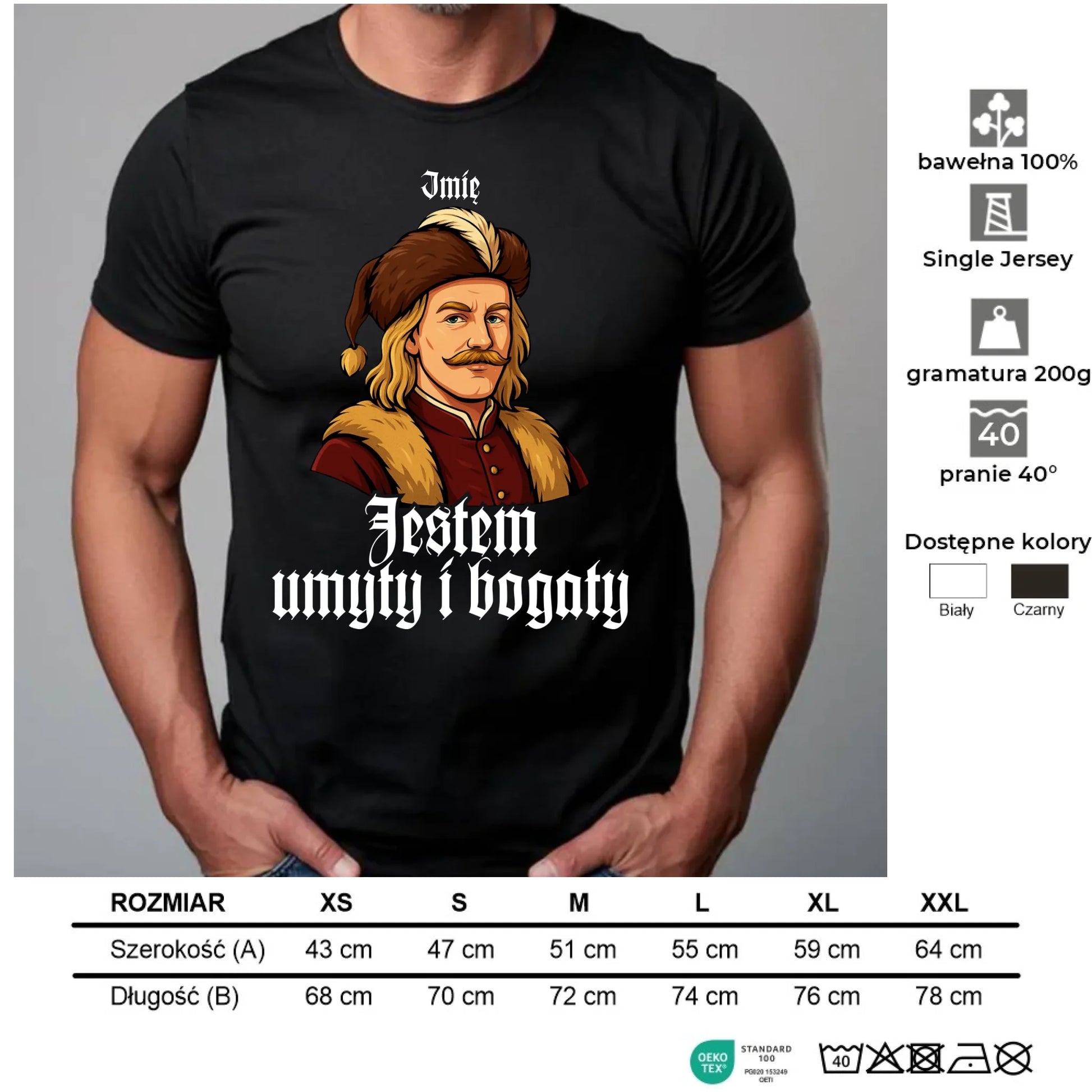 Koszulka męska - Jestem umyty i bogaty - dla fanów serialu 1670 - personalizowana H60 - StoryCups.pl