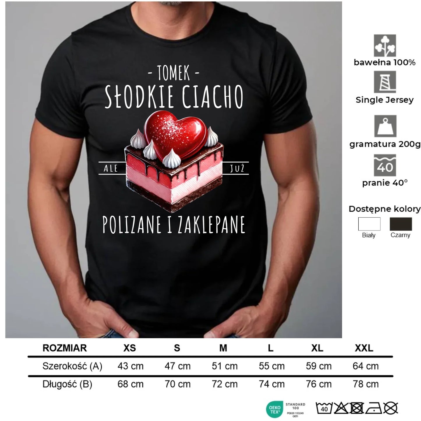 Koszulka męska - Słodkie ciacho polizane i zaklepane - personalizowana W36 - StoryCups.pl