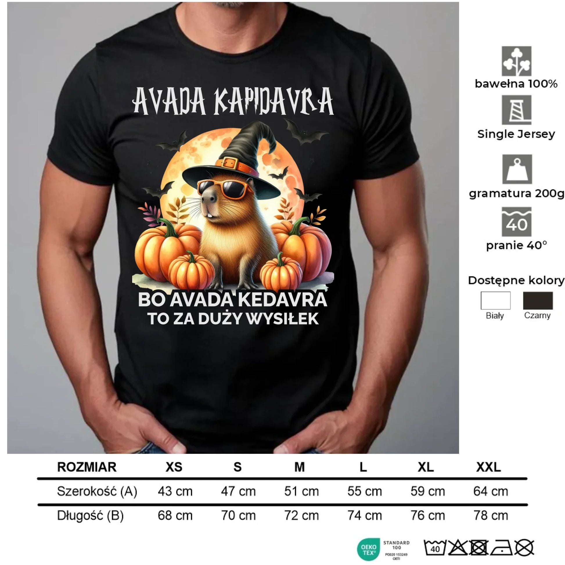 Koszulka męska halloweenowa - Kapibara - Avada Kapidavra HL21 - StoryCups.pl