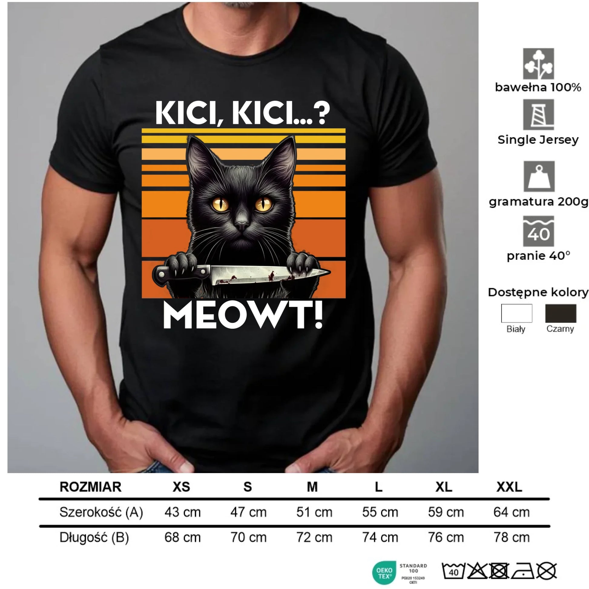 Koszulka męska - Kot z nożem - Kici, kici... MEOWT! HL17 - StoryCups.pl