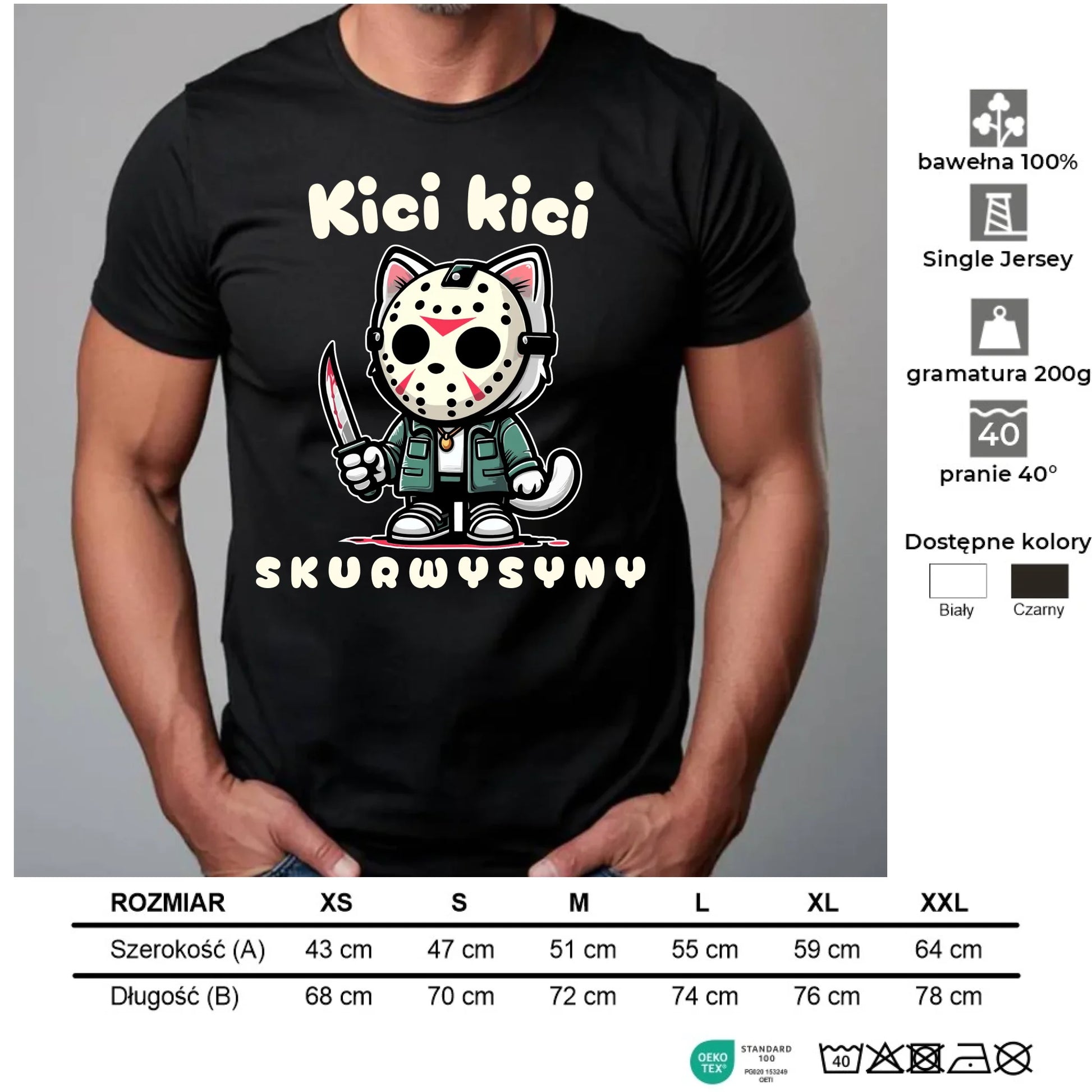 Koszulka męska na Halloween - Kici kici sk*rwysyny - bez cenzury HL28 - StoryCups.pl