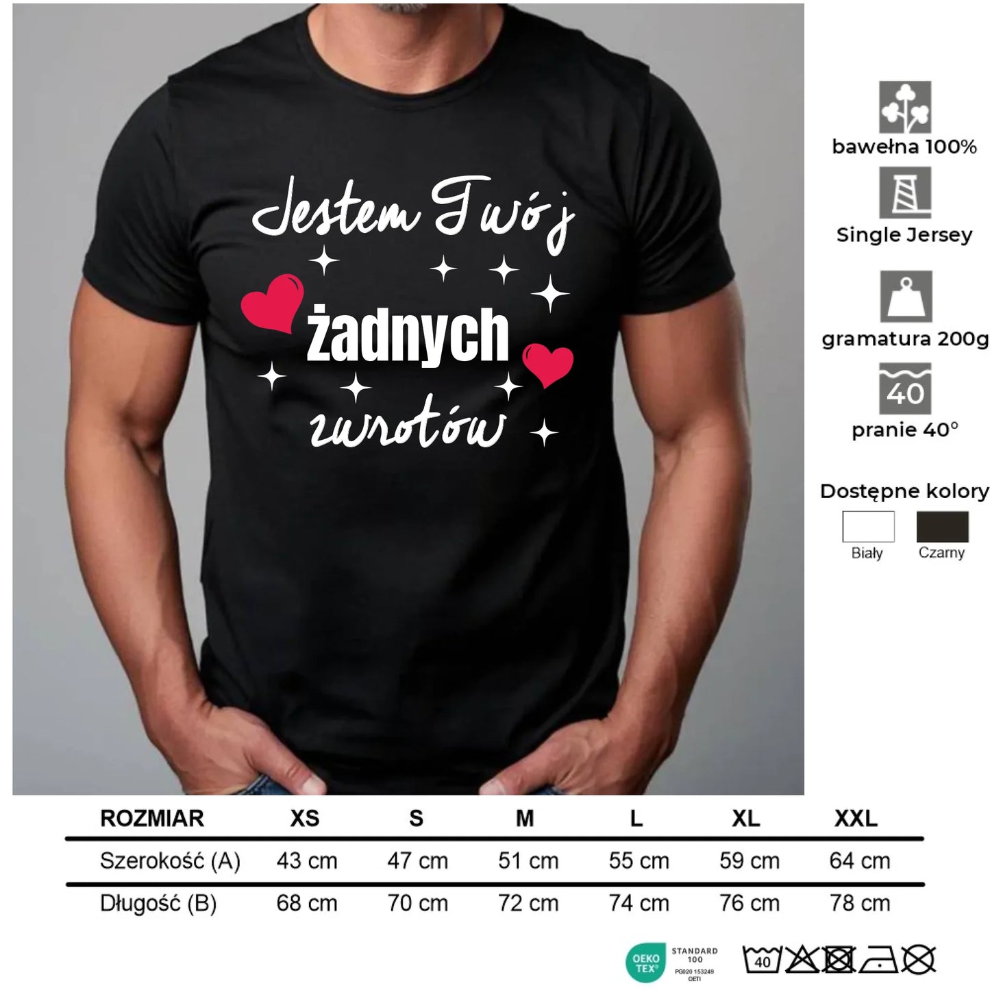 Koszulka męska - Jestem Twój żadnych zwrotów W29 - StoryCups.pl