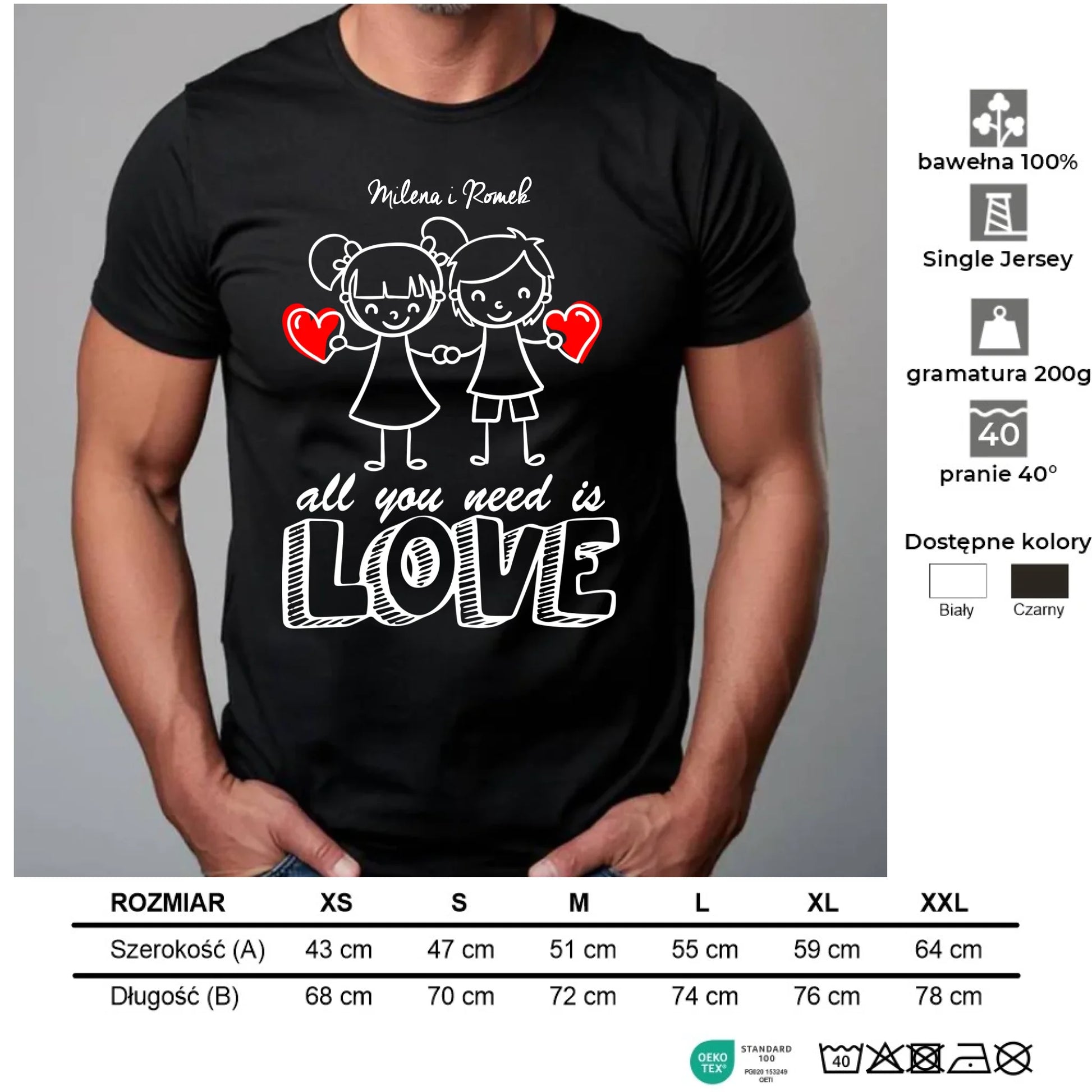 Koszulka męska dla par - prezent dla chłopaka - Love - personalizowana W13 - StoryCups.pl