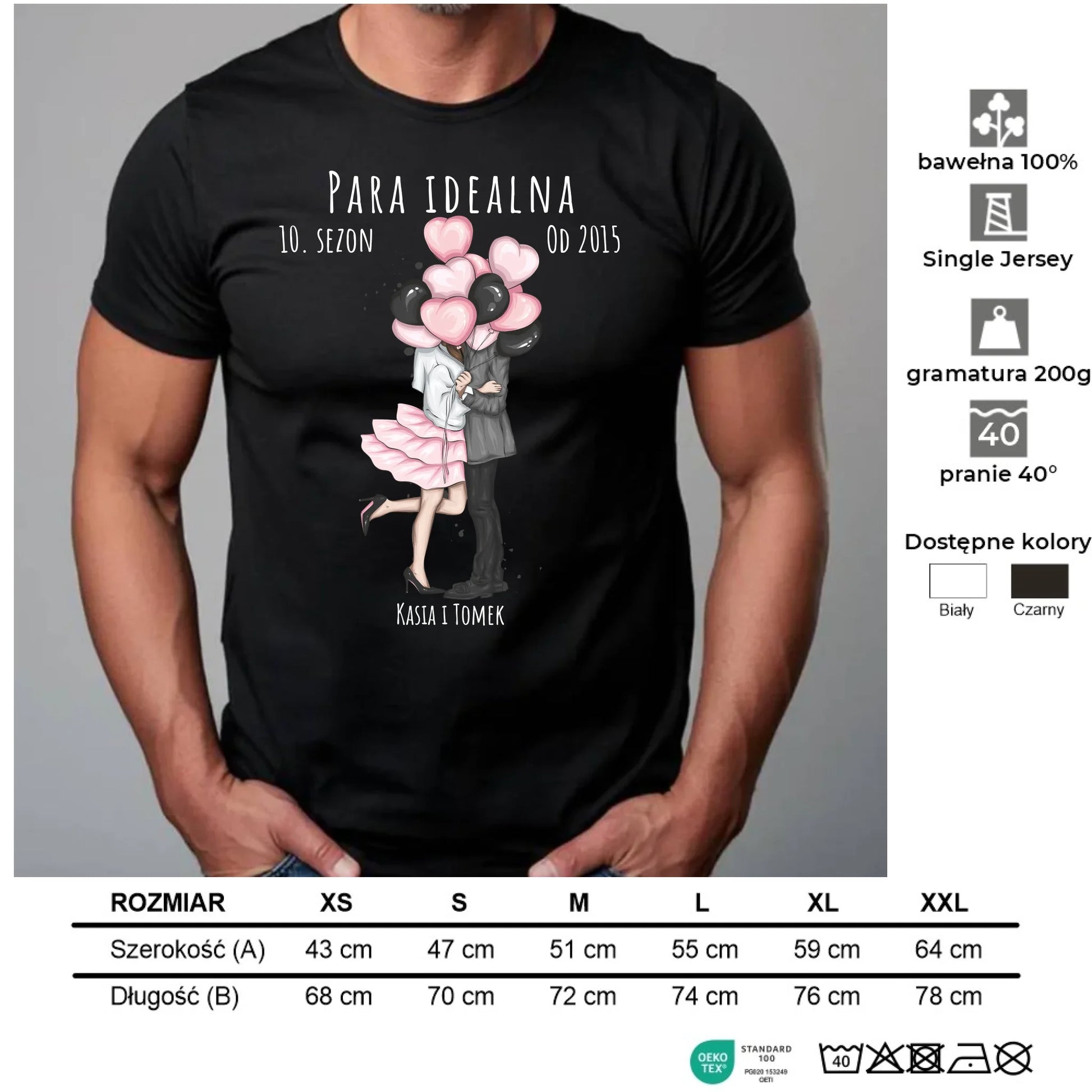 Koszulka męska dla par - prezent na rocznicę - Para idealna - personalizowana W11 - StoryCups.pl