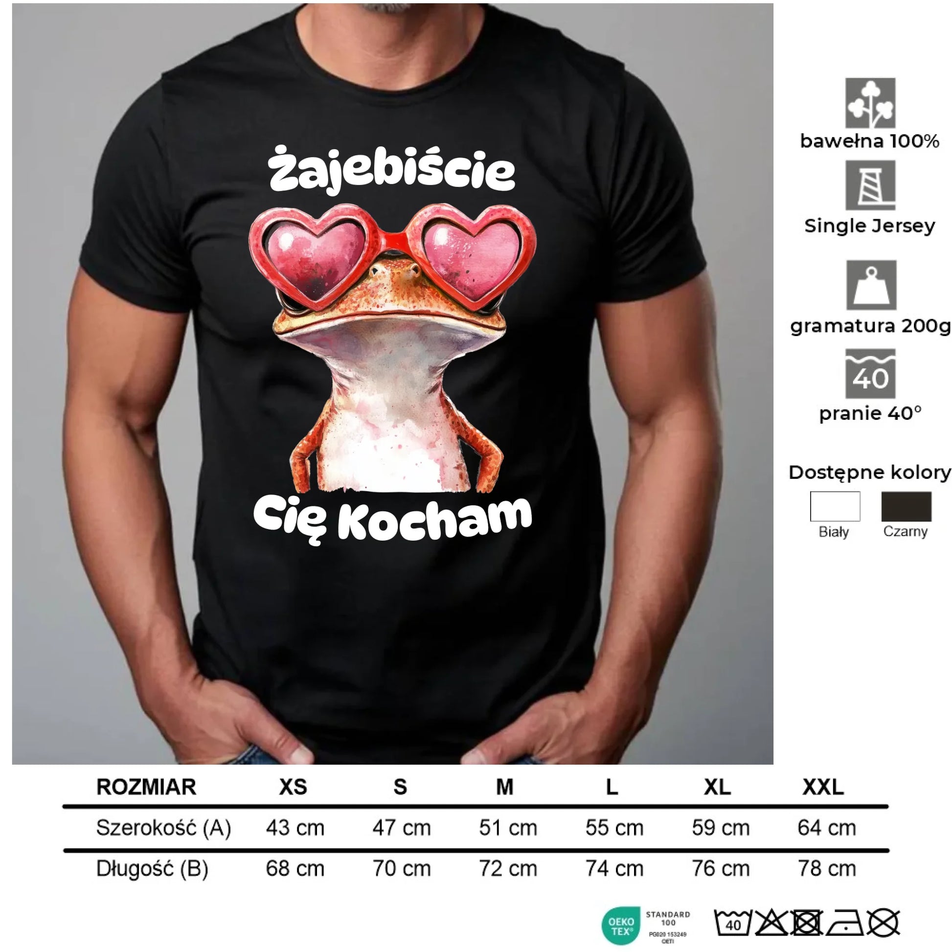 Koszulka męska z żabą - Żajebiście Cię Kocham W17 - StoryCups.pl