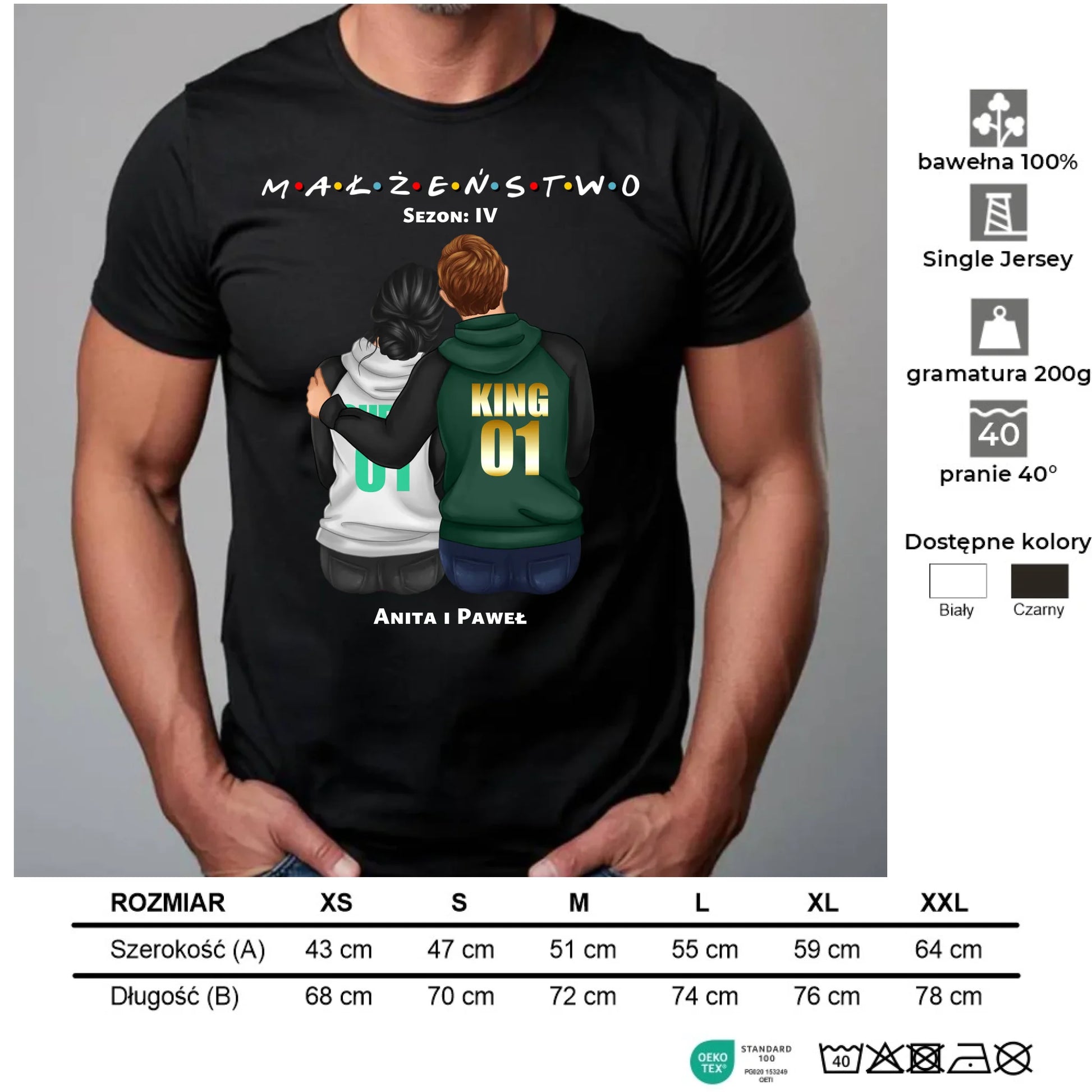 Koszulka męska dla par - personalizowany prezent dla męża na rocznicę ślubu – Małżeństwo W05 - StoryCups.pl