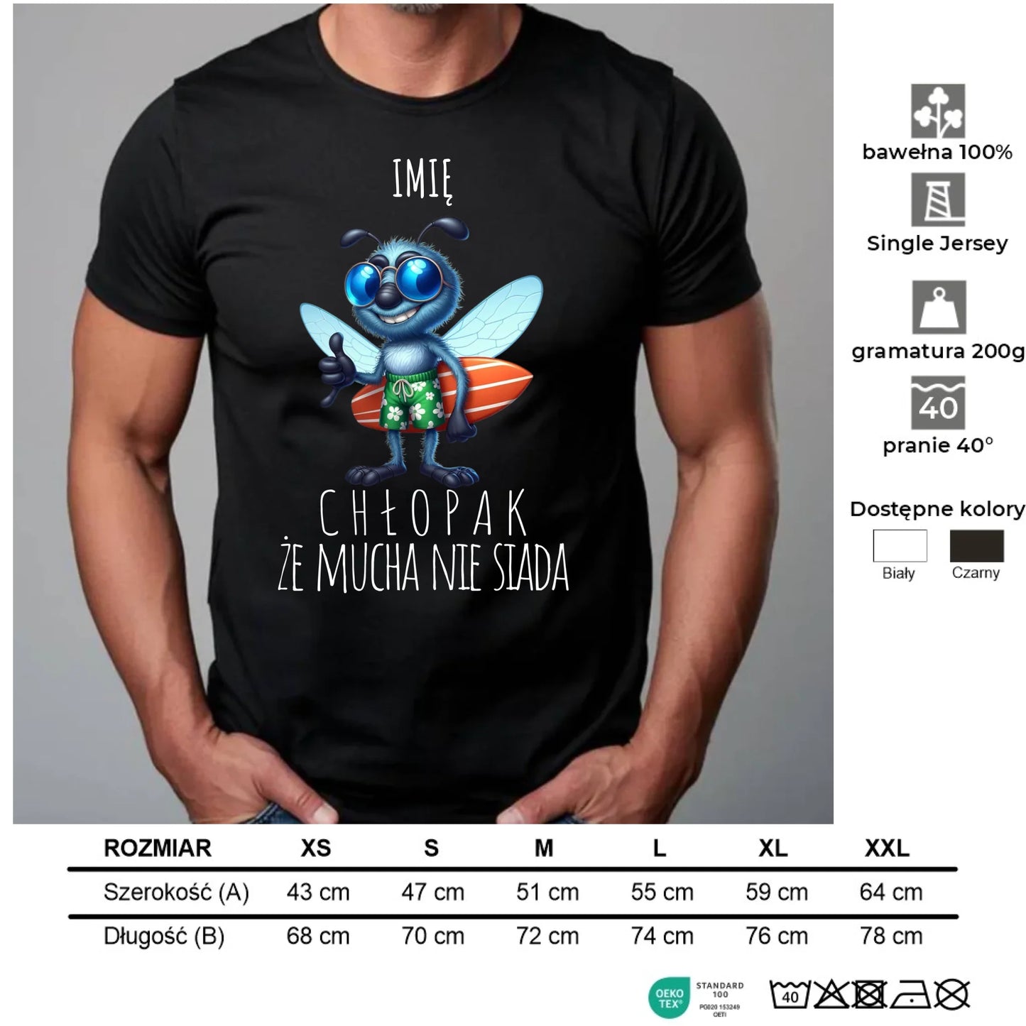 Koszulka męska - prezent dla chłopaka - Chłopak, że mucha nie siada essa - personalizowana DCH29 - StoryCups.pl