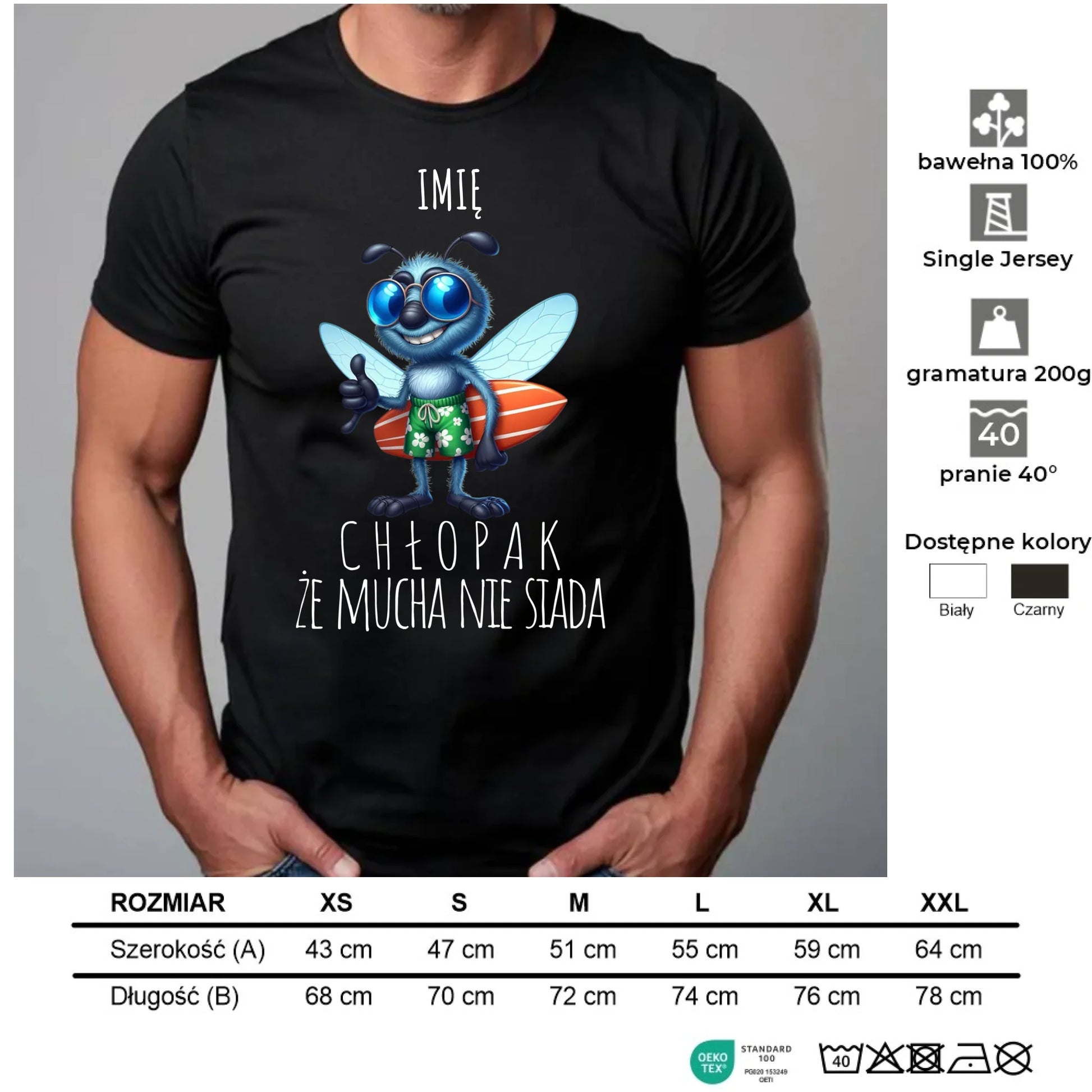 Koszulka męska - prezent dla chłopaka - Chłopak, że mucha nie siada essa - personalizowana DCH29 - StoryCups.pl