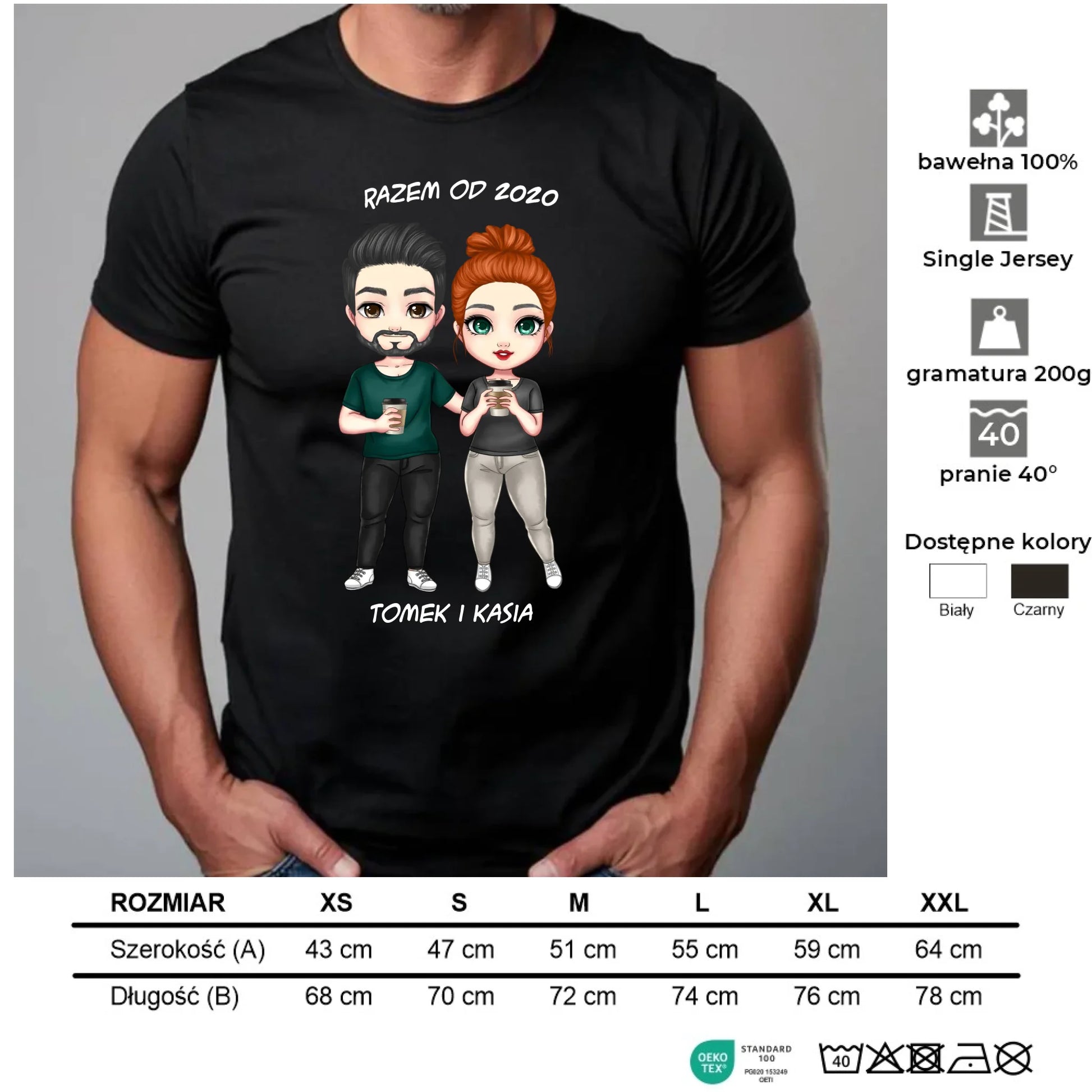 Koszulka męska dla par - prezent dla chłopaka narzeczonego męża - personalizowana W01 - StoryCups.pl