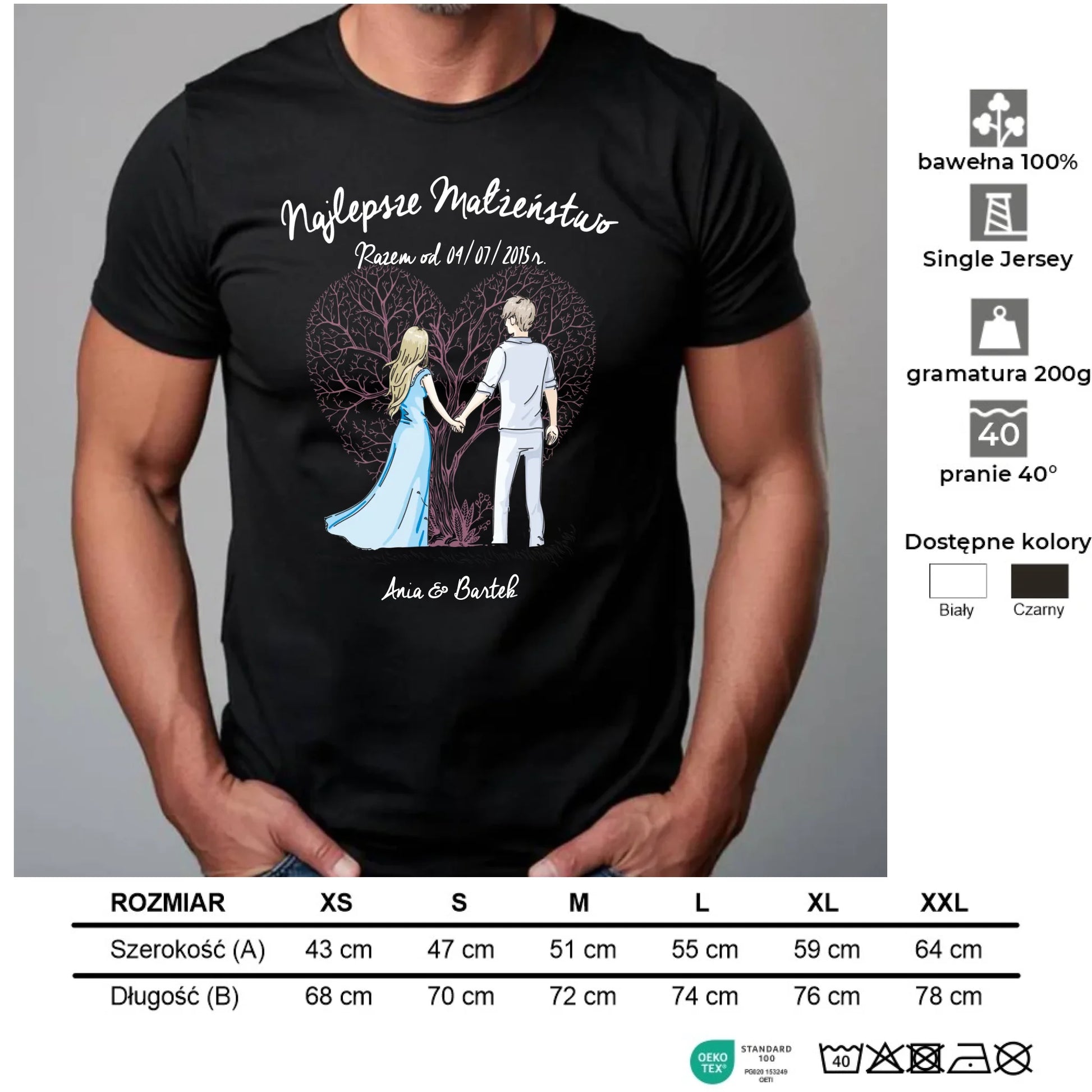 Koszulka męska - prezent dla męża Rocznica Ślubu - Najlepsze małżeństwo - personalizowana W03 - StoryCups.pl