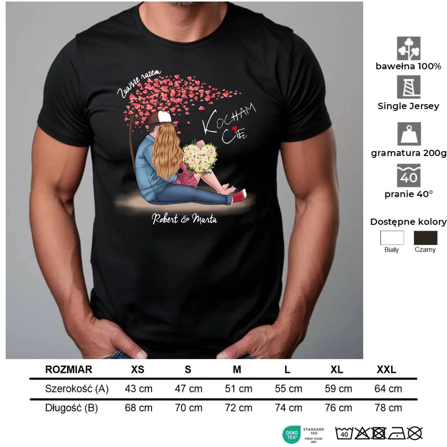 Koszulka męska dla par - prezent dla chłopaka narzeczonego męża - Zawsze razem - personalizowana W04 - StoryCups.pl