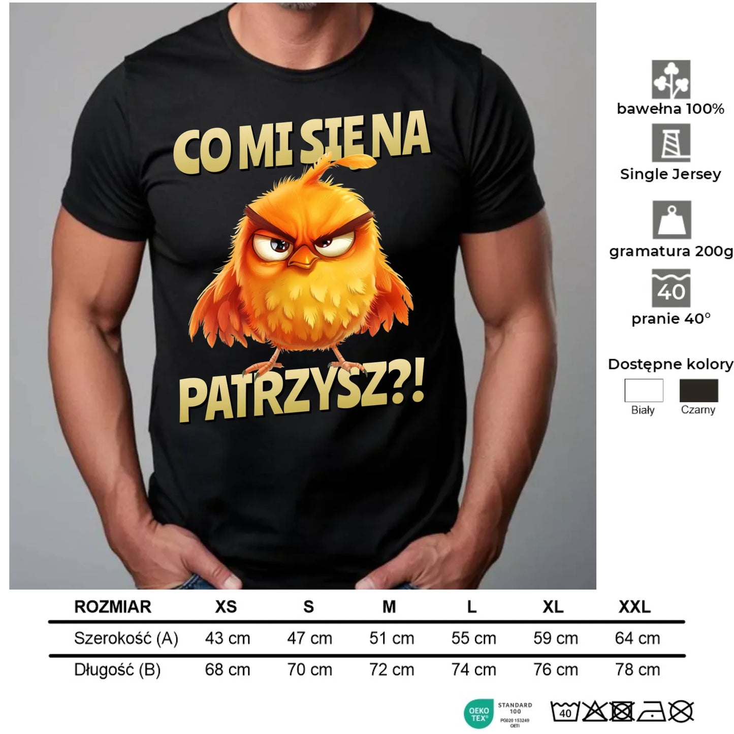 Śmieszna koszulka męska - Prezent dla chłopaka kolegi - Co mi się na ptaka patrzysz DCH24 - StoryCups.pl