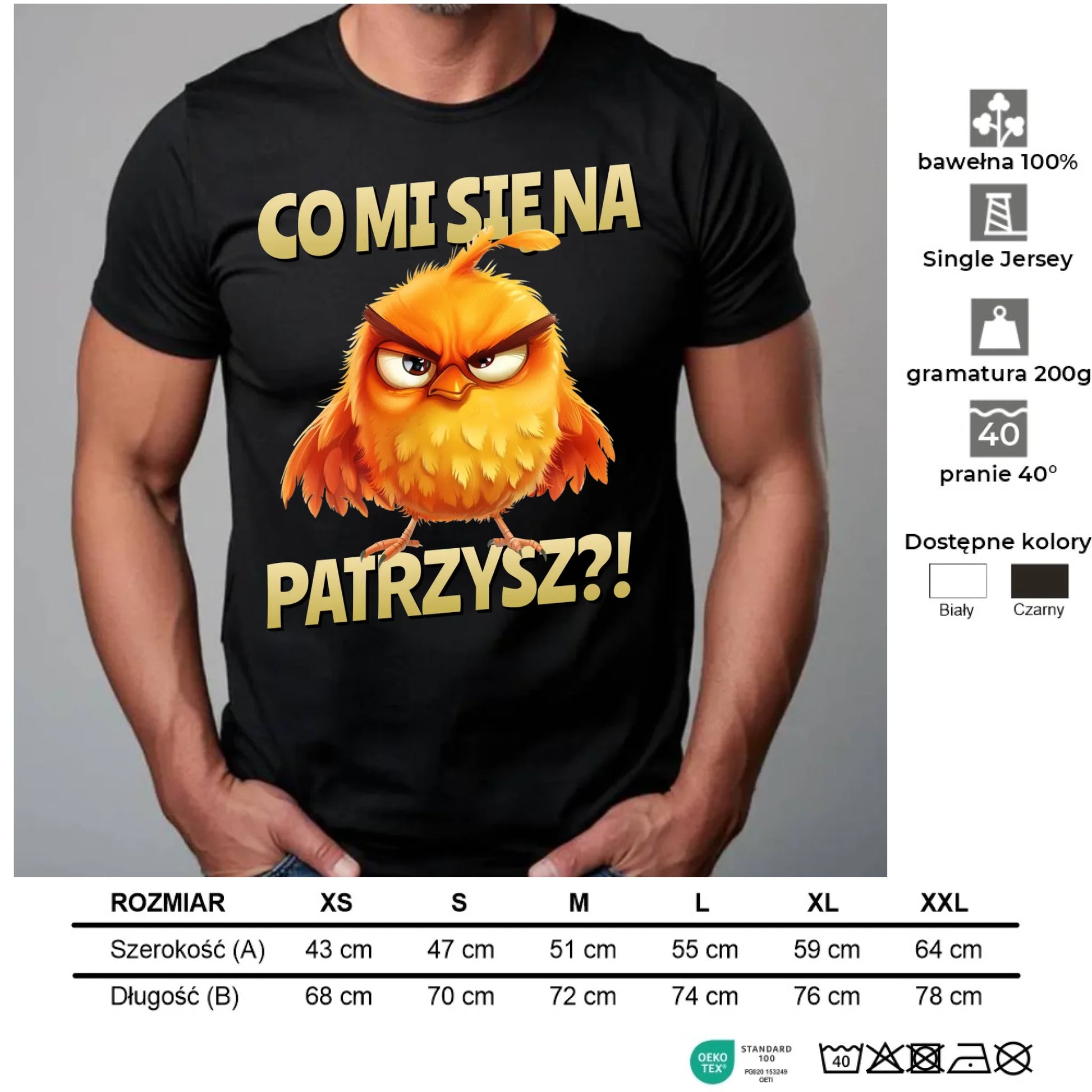 Śmieszna koszulka męska - Prezent dla chłopaka kolegi - Co mi się na ptaka patrzysz DCH24 - StoryCups.pl