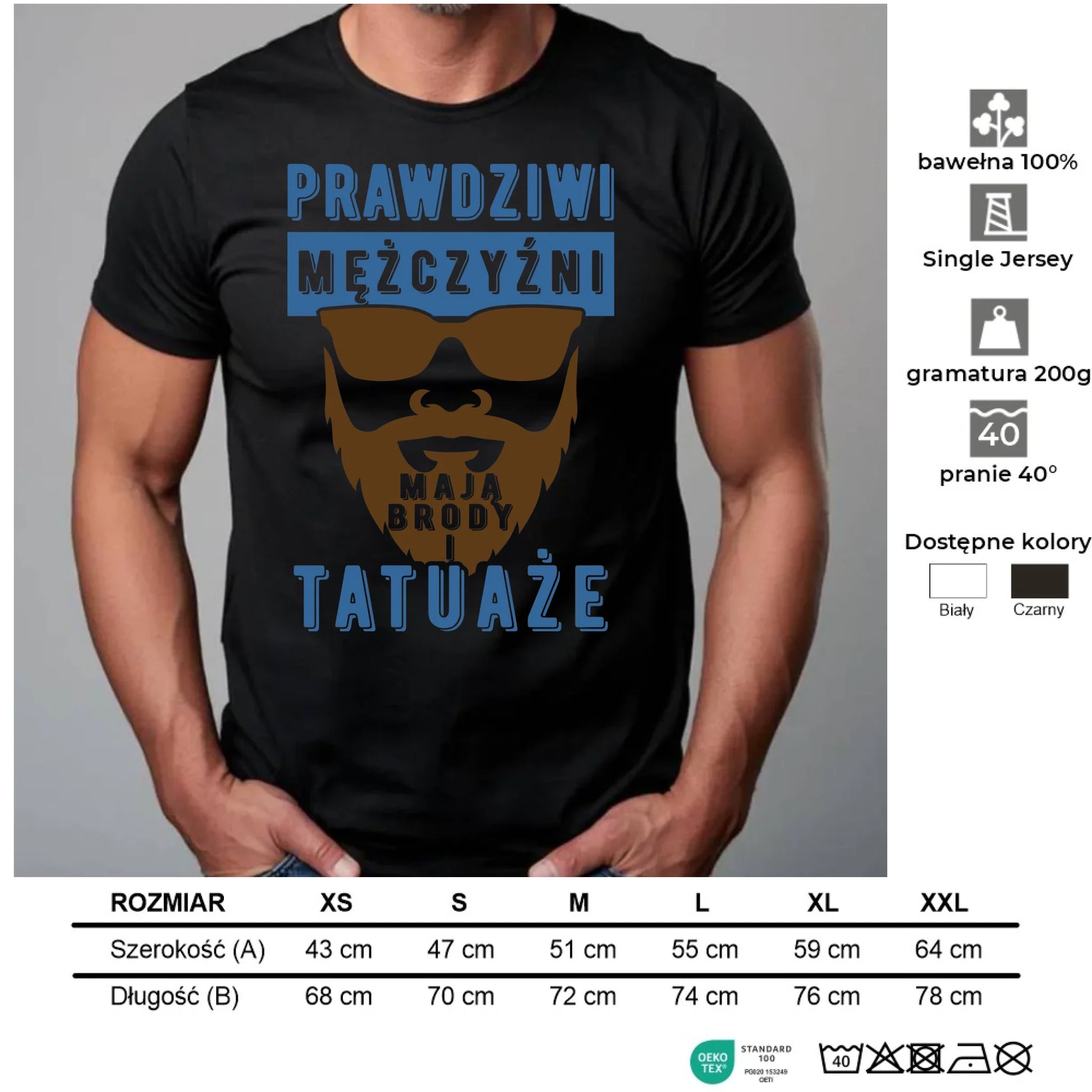 Koszulka męska - Prezent dla faceta - Prawdziwi mężczyźni mają brody i tatuaże DCH22 - StoryCups.pl