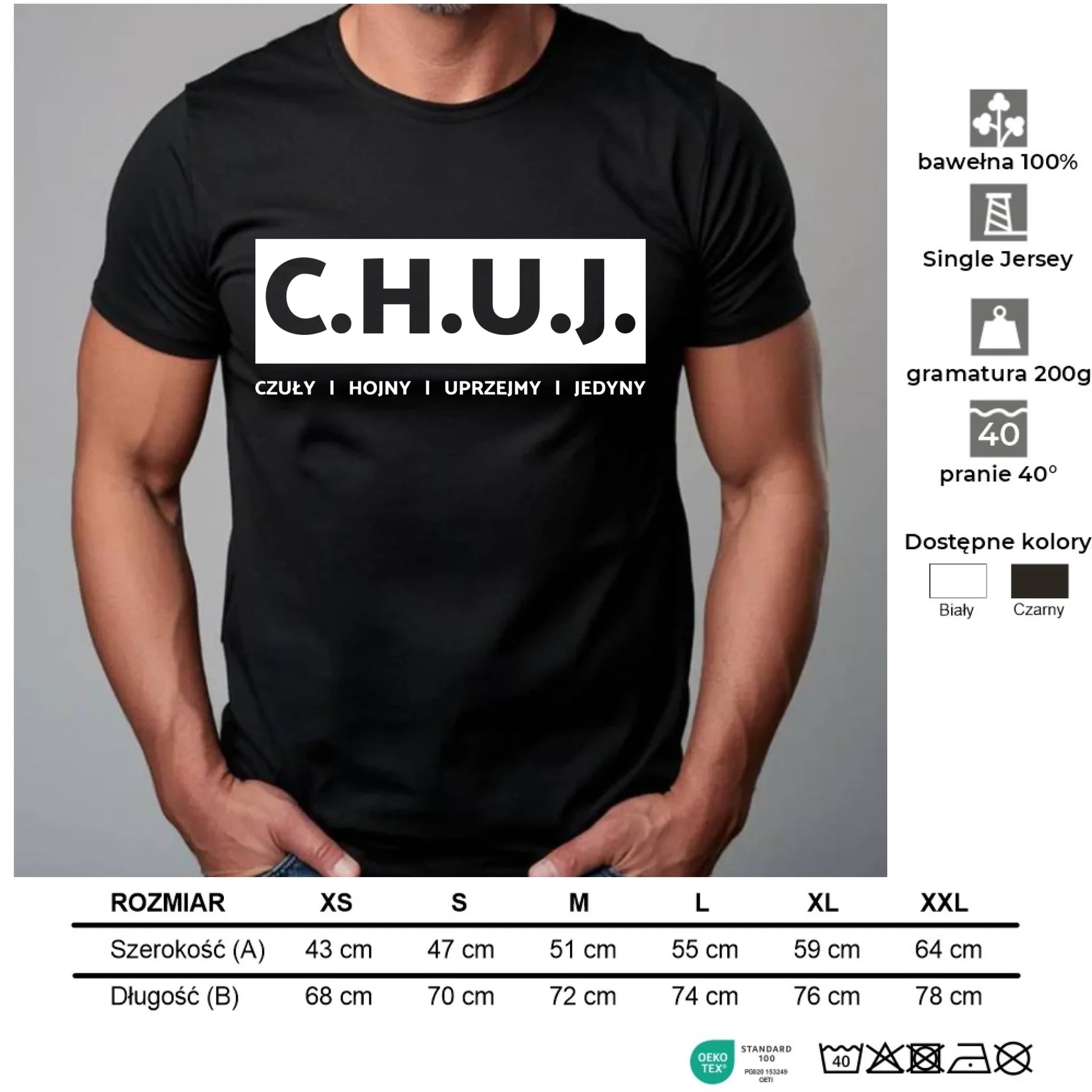 Koszulka męska - prezent dla kolegi na Dzień Chłopaka przyjaciela - C.H.U.J. - bez cenzury DCH12 - StoryCups.pl