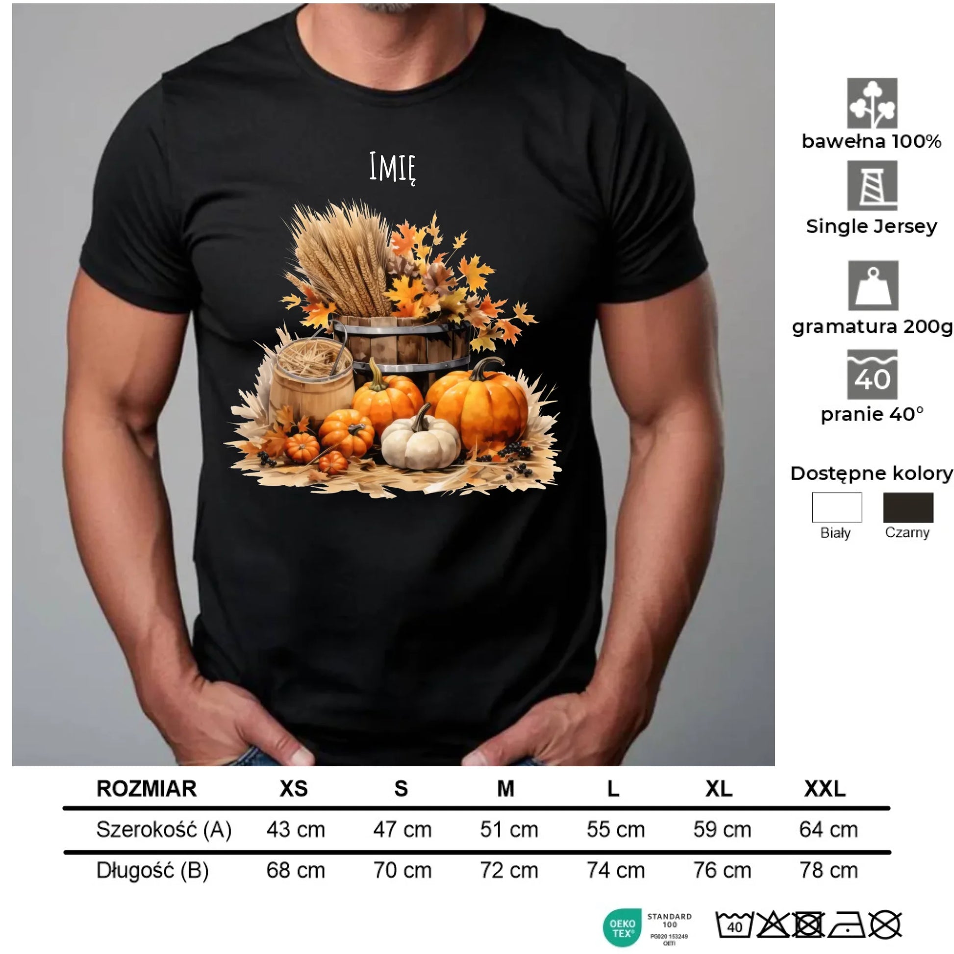 Koszulka męska na jesień - Harvest vibes - personalizowana JS09 - StoryCups.pl