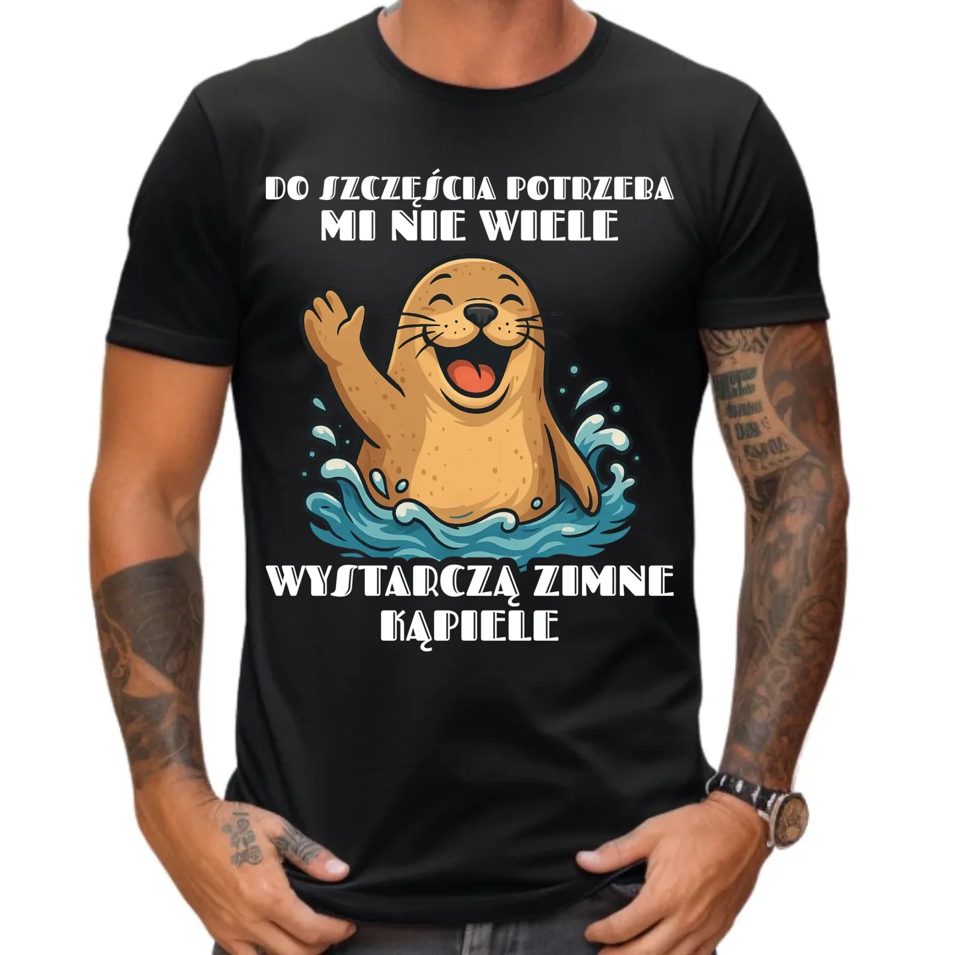 Koszulka męska - prezent dla morsa - Do szczęścia potrzeba mi nie wiele HM06 - StoryCups.pl