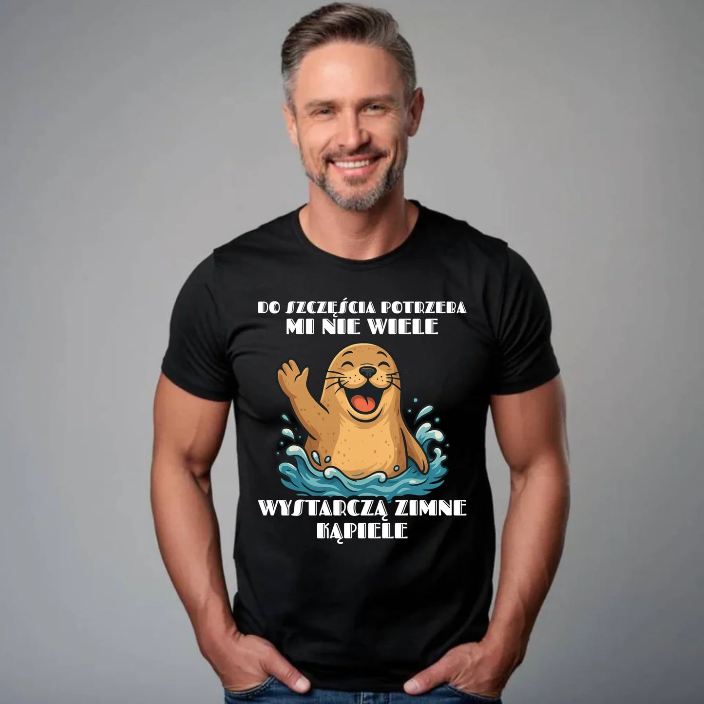 Koszulka męska - prezent dla morsa - Do szczęścia potrzeba mi nie wiele HM06 - StoryCups.pl