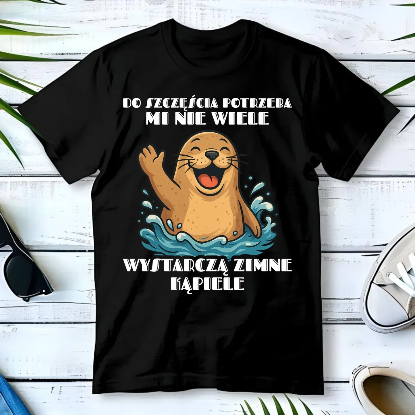 Koszulka męska - prezent dla morsa - Do szczęścia potrzeba mi nie wiele HM06 - StoryCups.pl