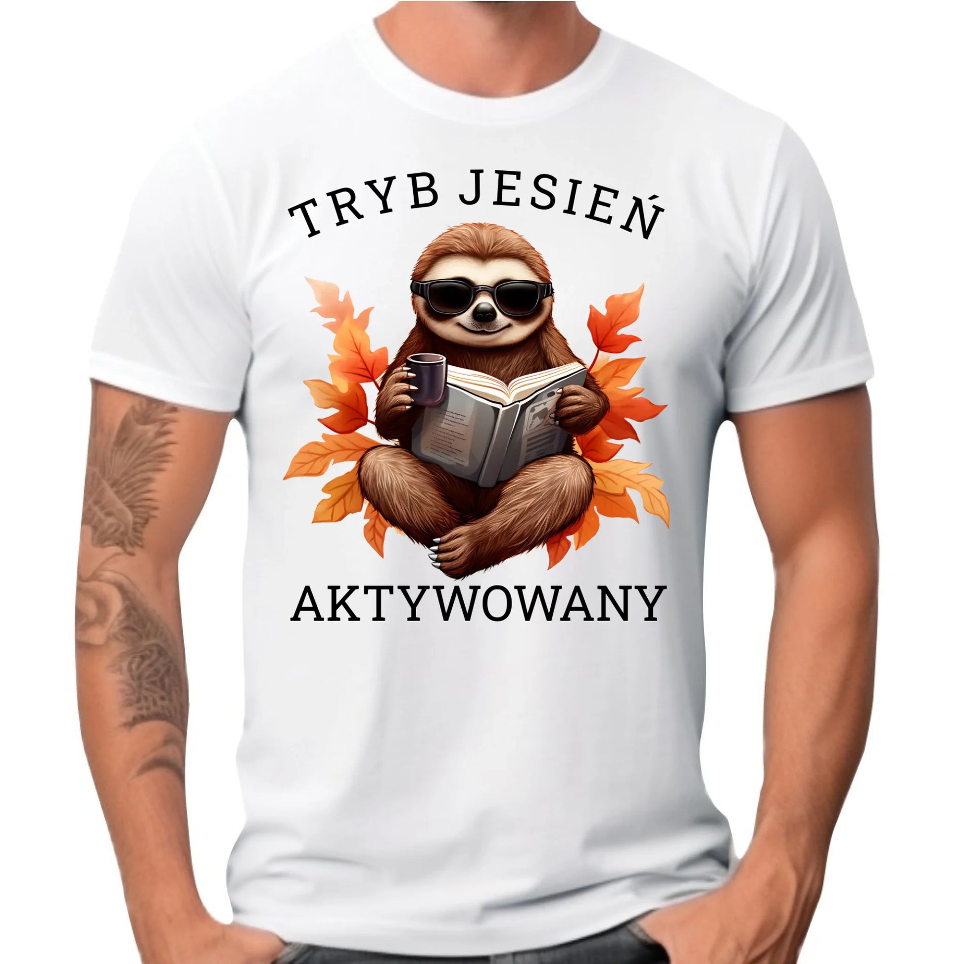 Koszulka męska jesienna - Leniwiec - Tryb jesień aktywowany JS23 - StoryCups.pl