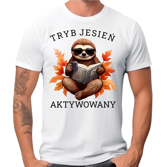 Koszulka męska jesienna - Leniwiec - Tryb jesień aktywowany JS23 - StoryCups.pl