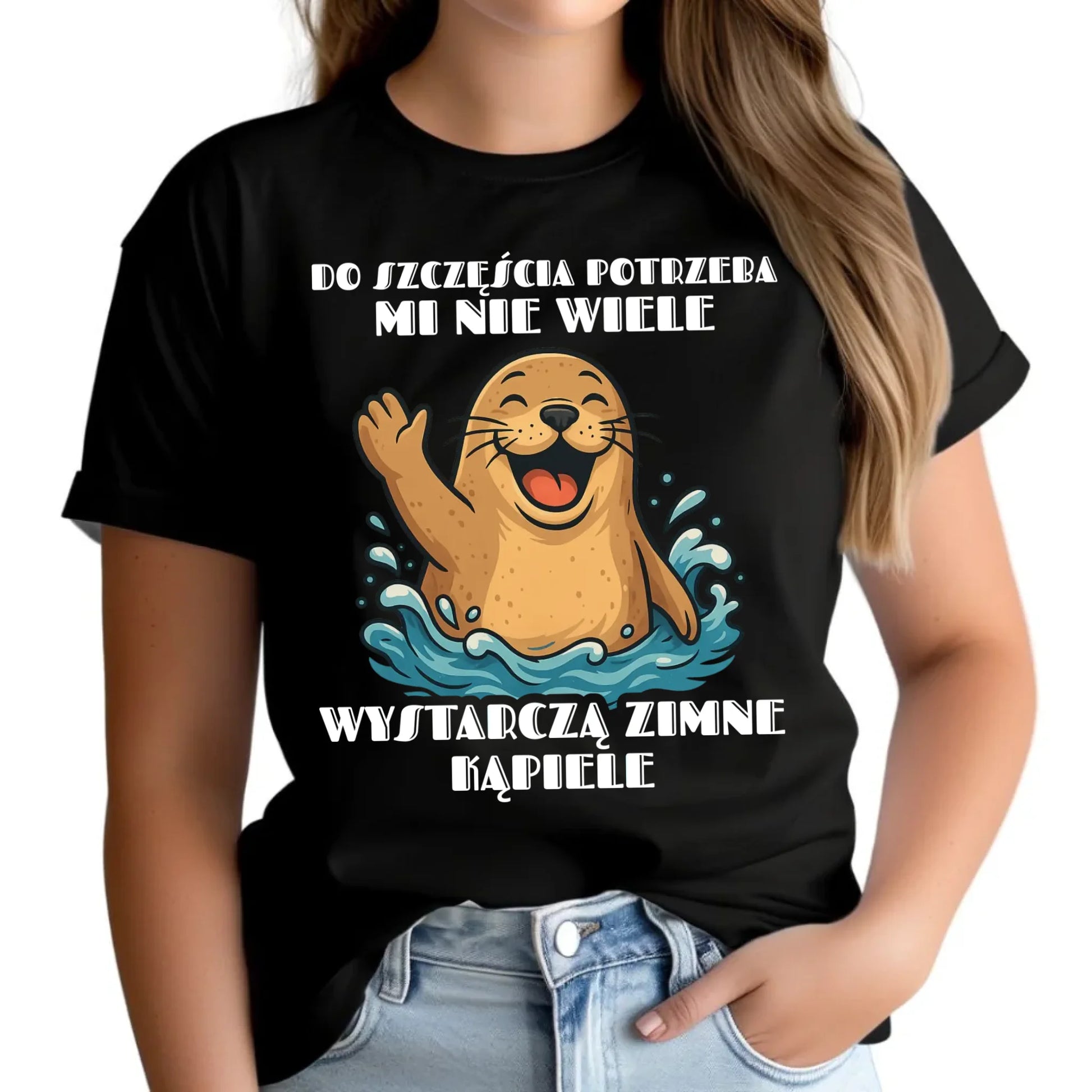 Koszulka damska - prezent dla morsa - Do szczęścia potrzeba mi nie wiele HM06 - StoryCups.pl