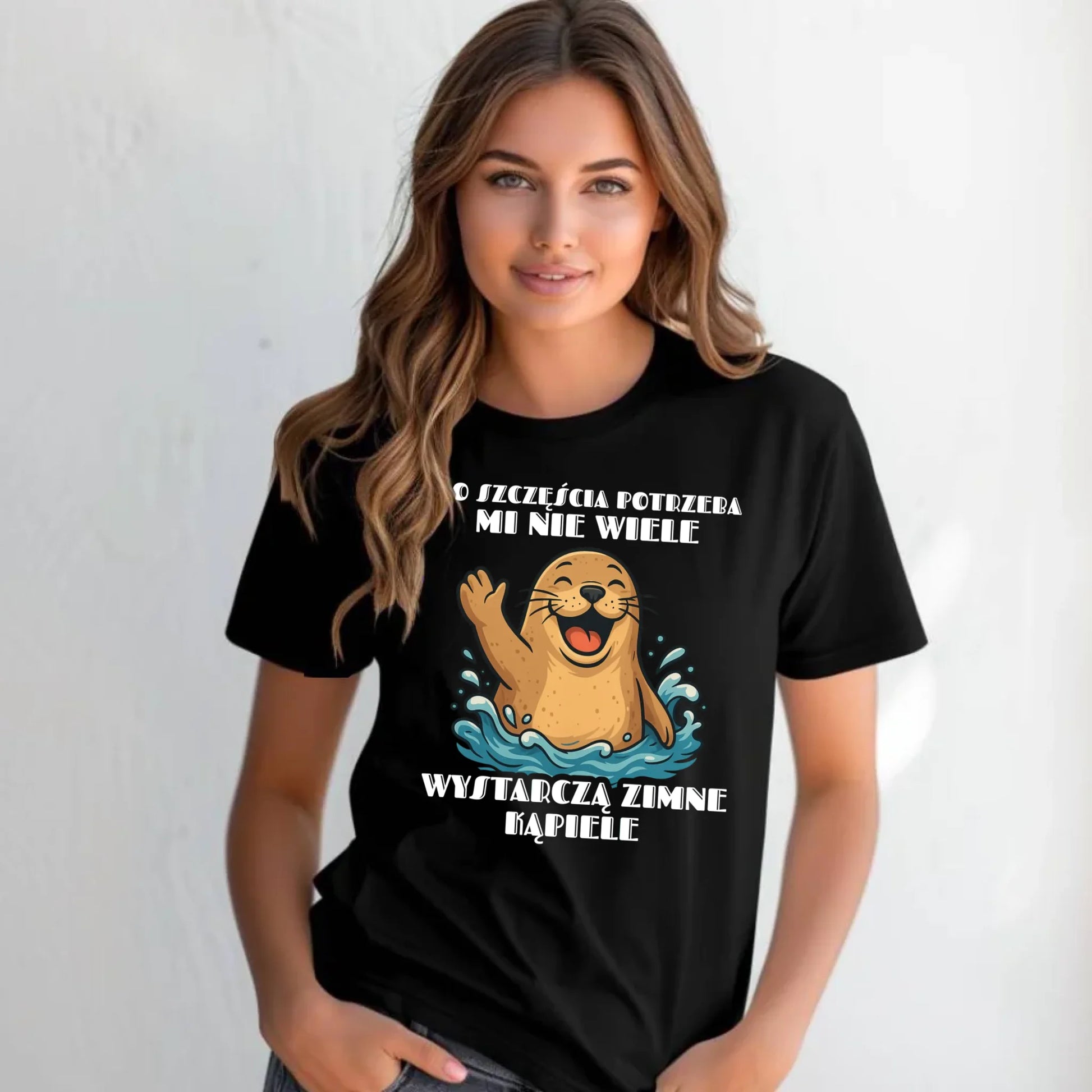 Koszulka damska - prezent dla morsa - Do szczęścia potrzeba mi nie wiele HM06 - StoryCups.pl