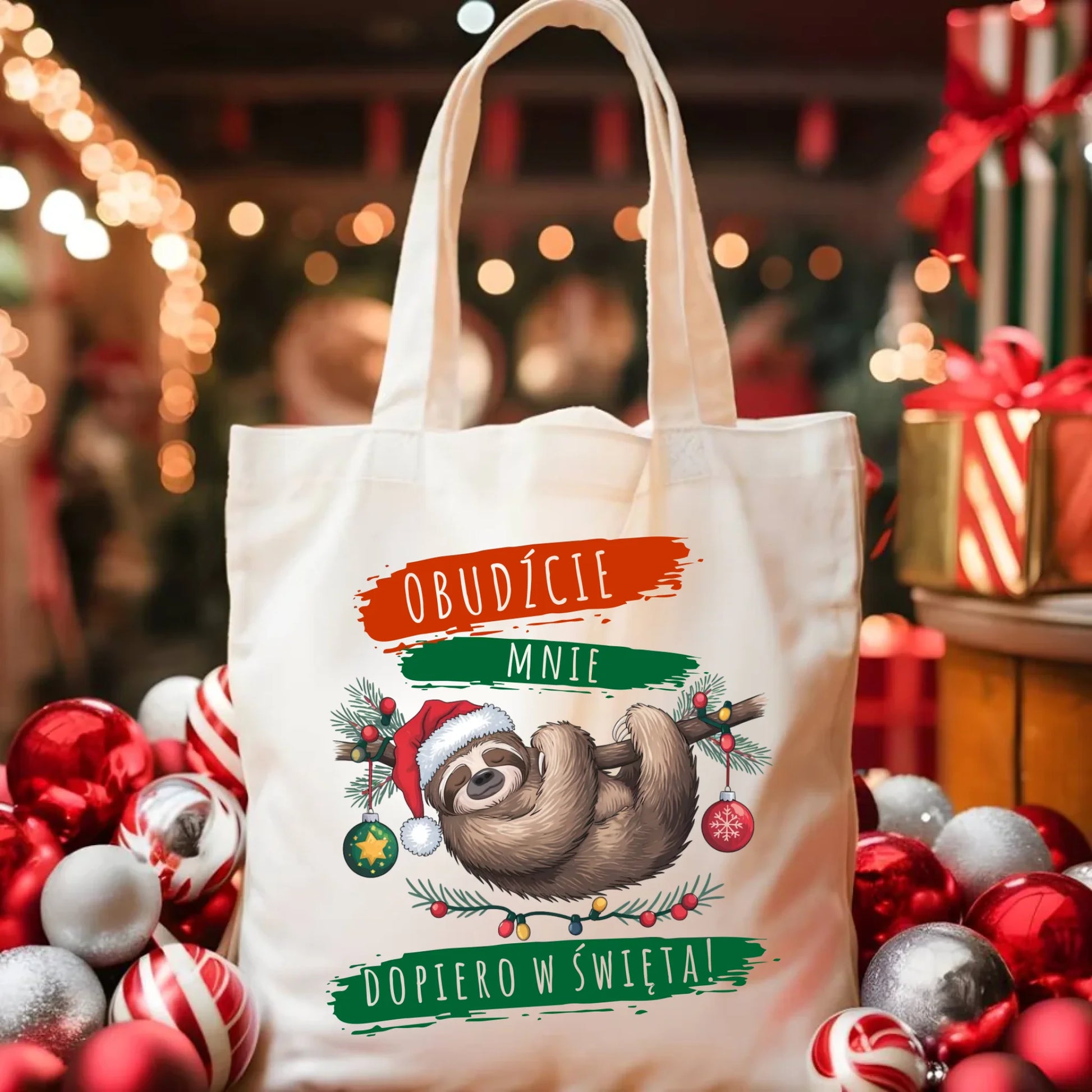 Torba świąteczna - Leniwiec - Obudźcie mnie dopiero w święta BN02 - StoryCups.pl