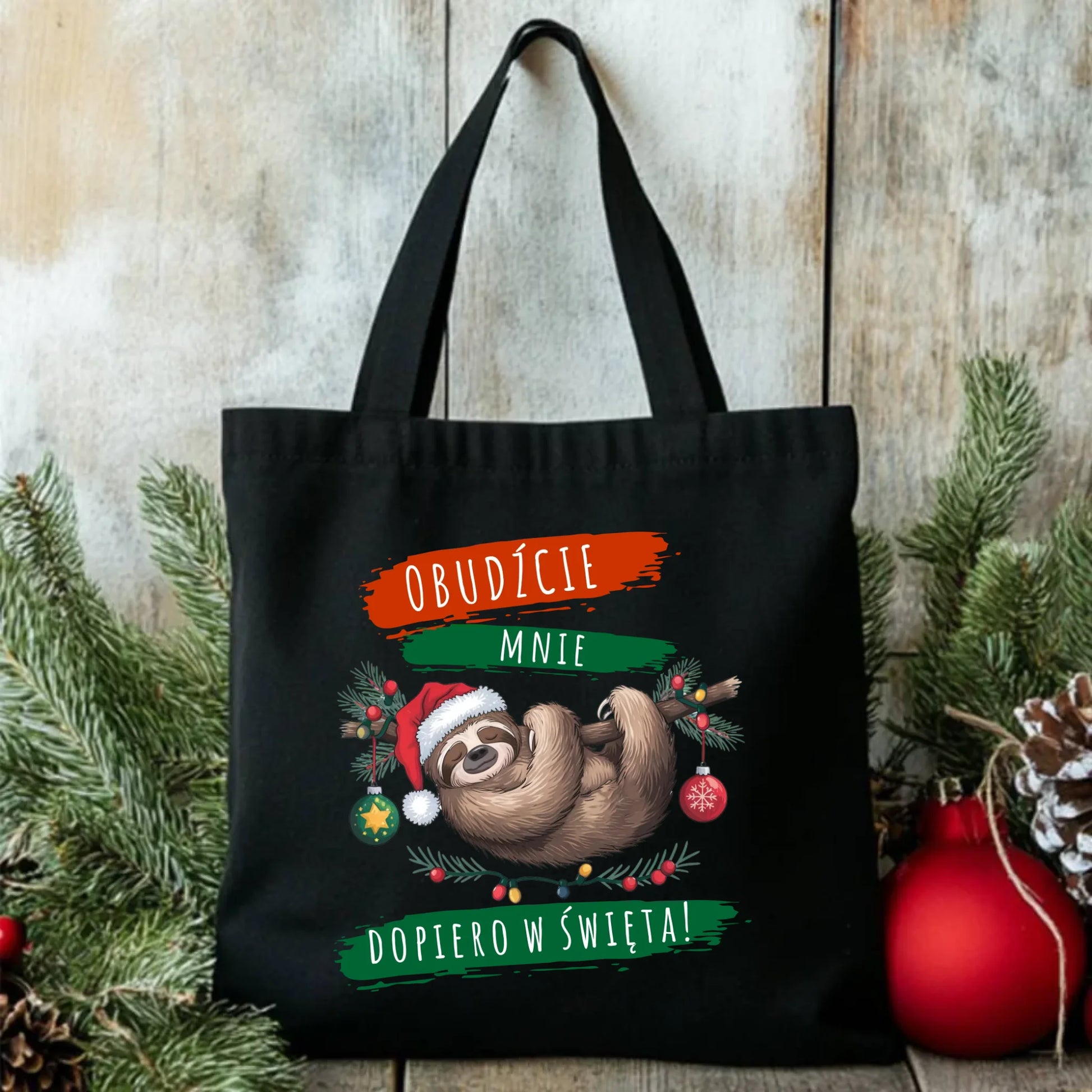 Torba świąteczna - Leniwiec - Obudźcie mnie dopiero w święta BN02 - StoryCups.pl
